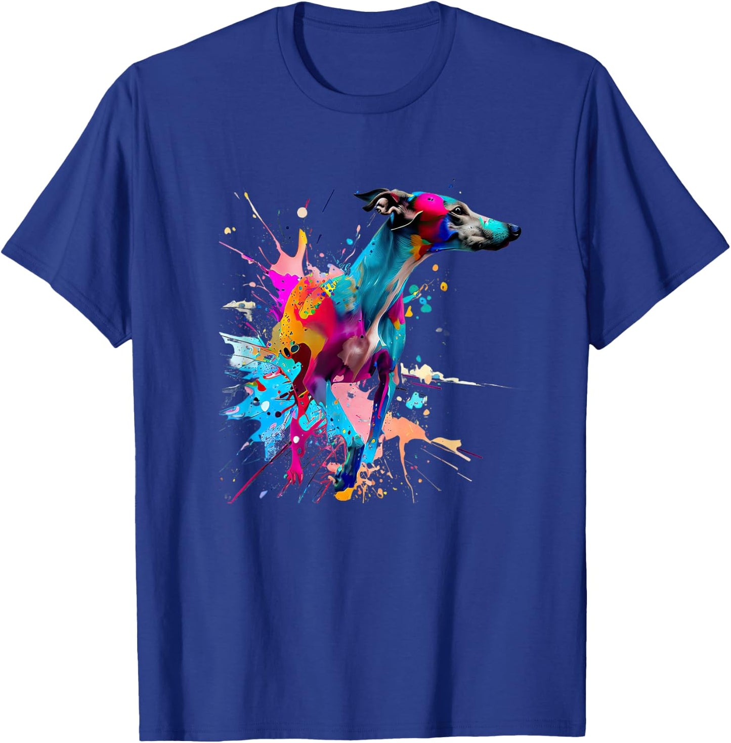 Art Whippet Splashes Of Paint, Abstract Colorful Dog Women Kids T-Shirt - T-Shirt | Royal