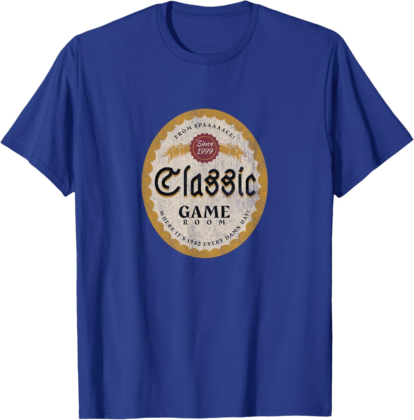 Classic Game Room "From Spaaaaace!" Beer Logo T-Shirt - T-Shirt | Royal
