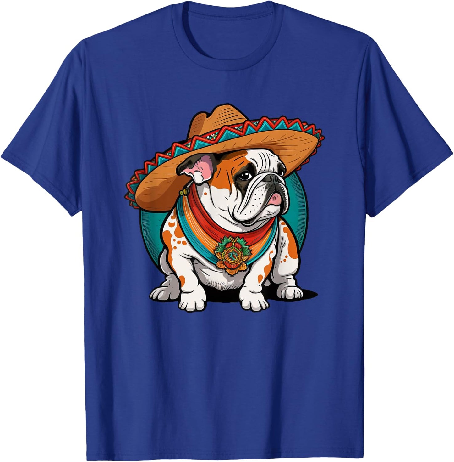 Hispanic Pride English bulldog with Sombrero Heritage T-Shirt - T-Shirt | Royal
