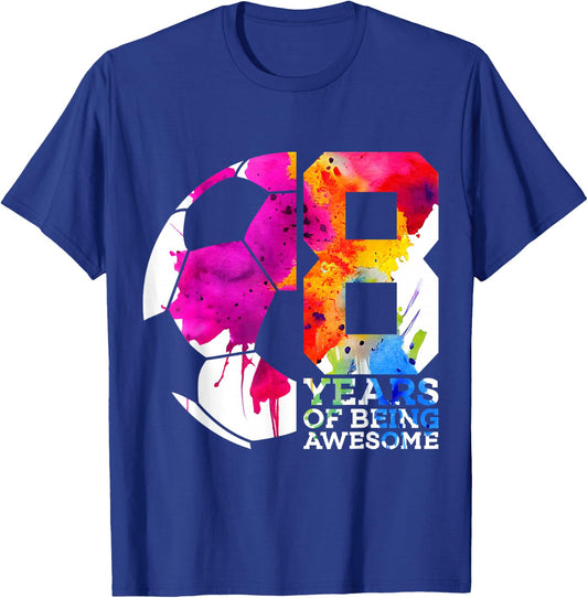 8 Years of Being Awesome Soccer 8TH Birthday T-Shirt - T-Shirt | Royal