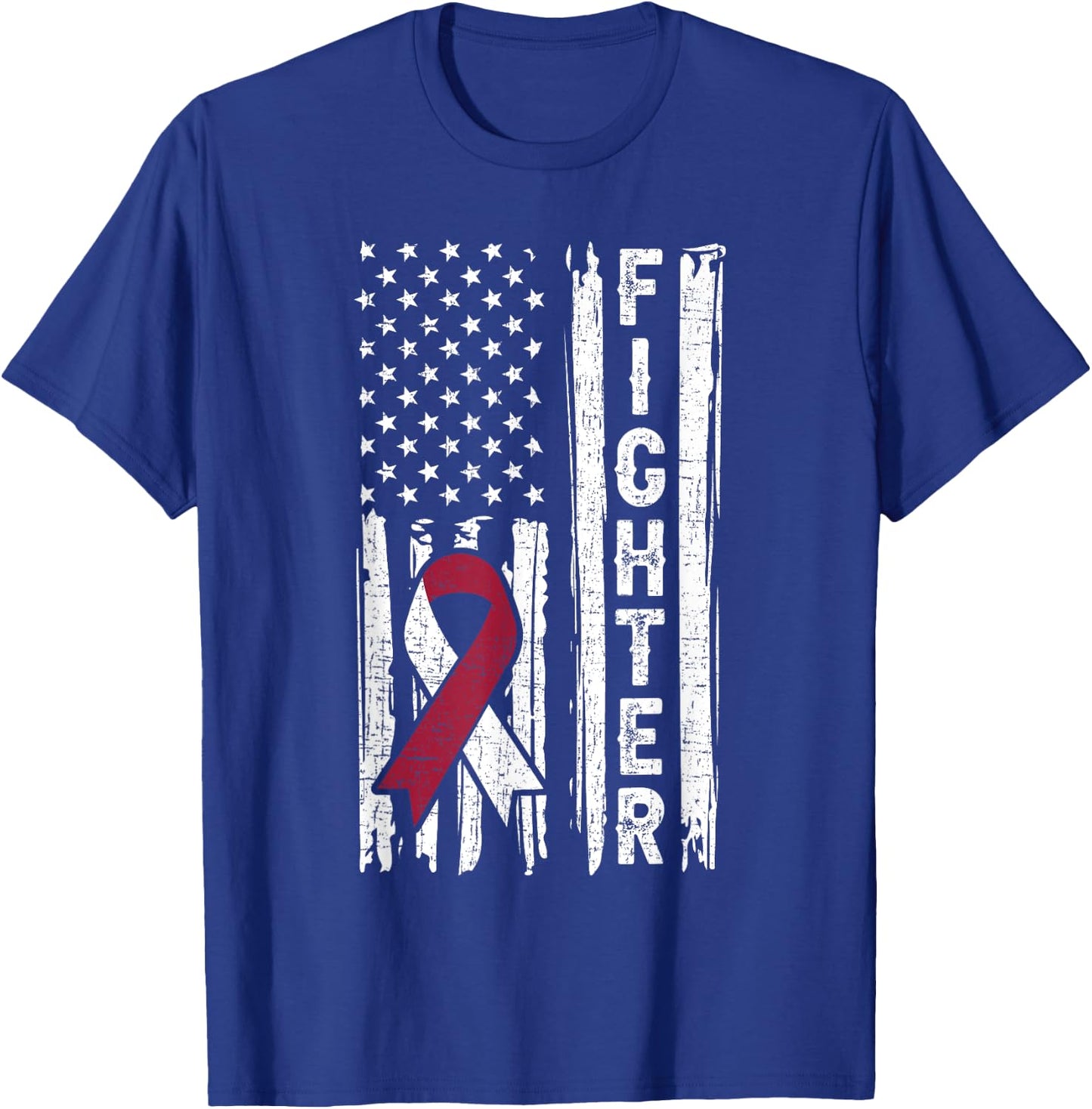 Head and Neck Cancer Patient Fighter Throat Oral Cancer Flag T-Shirt - T-Shirt | Royal