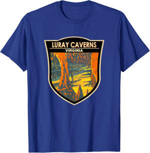 Luray Caverns Virginia Travel Art Badge Vintage T-Shirt - T-Shirt | Royal