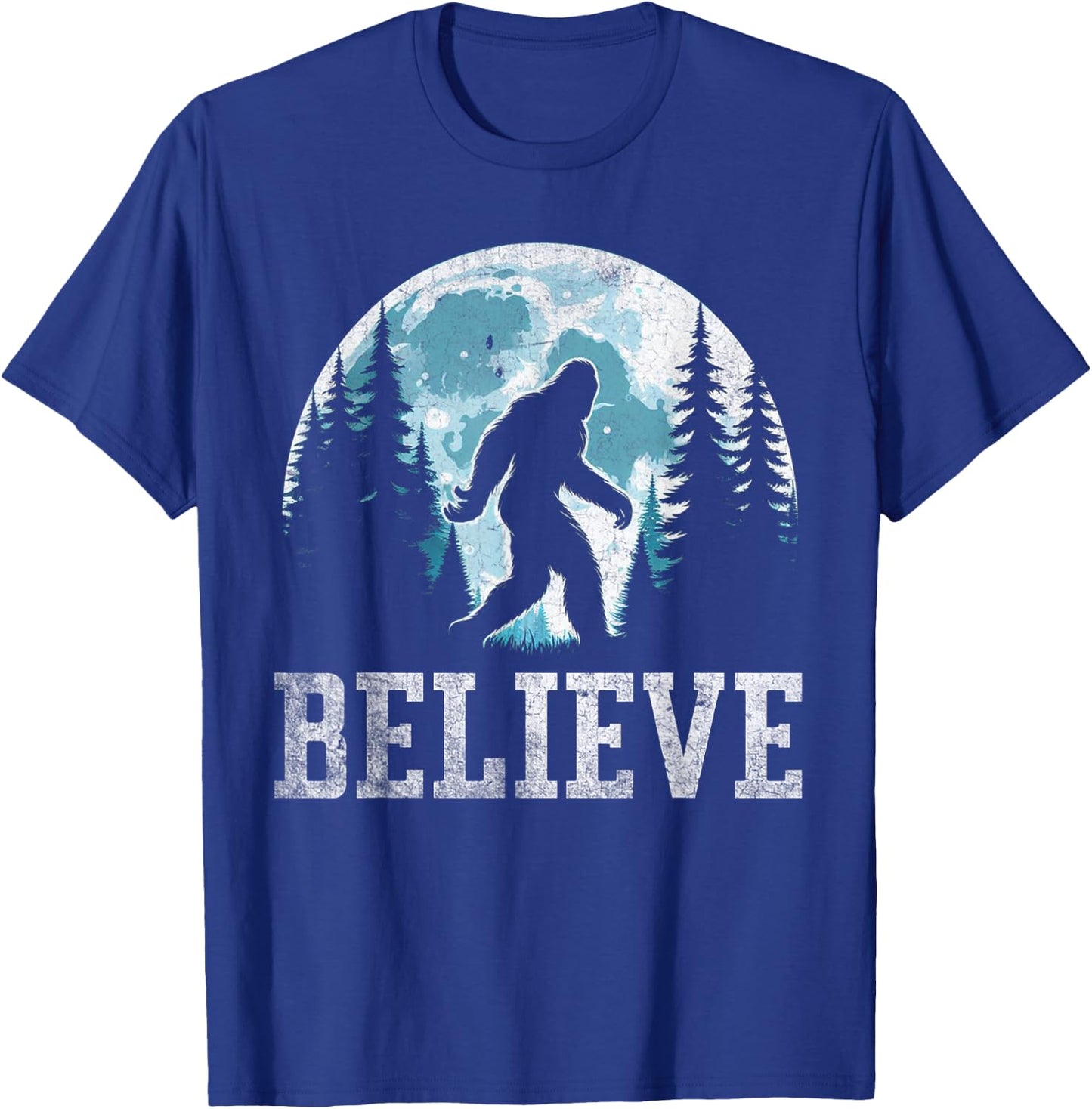 Funny Believe in Bigfoot Sasquatch Gifts Fathers Day BigFoot T-Shirt - T-Shirt | Royal