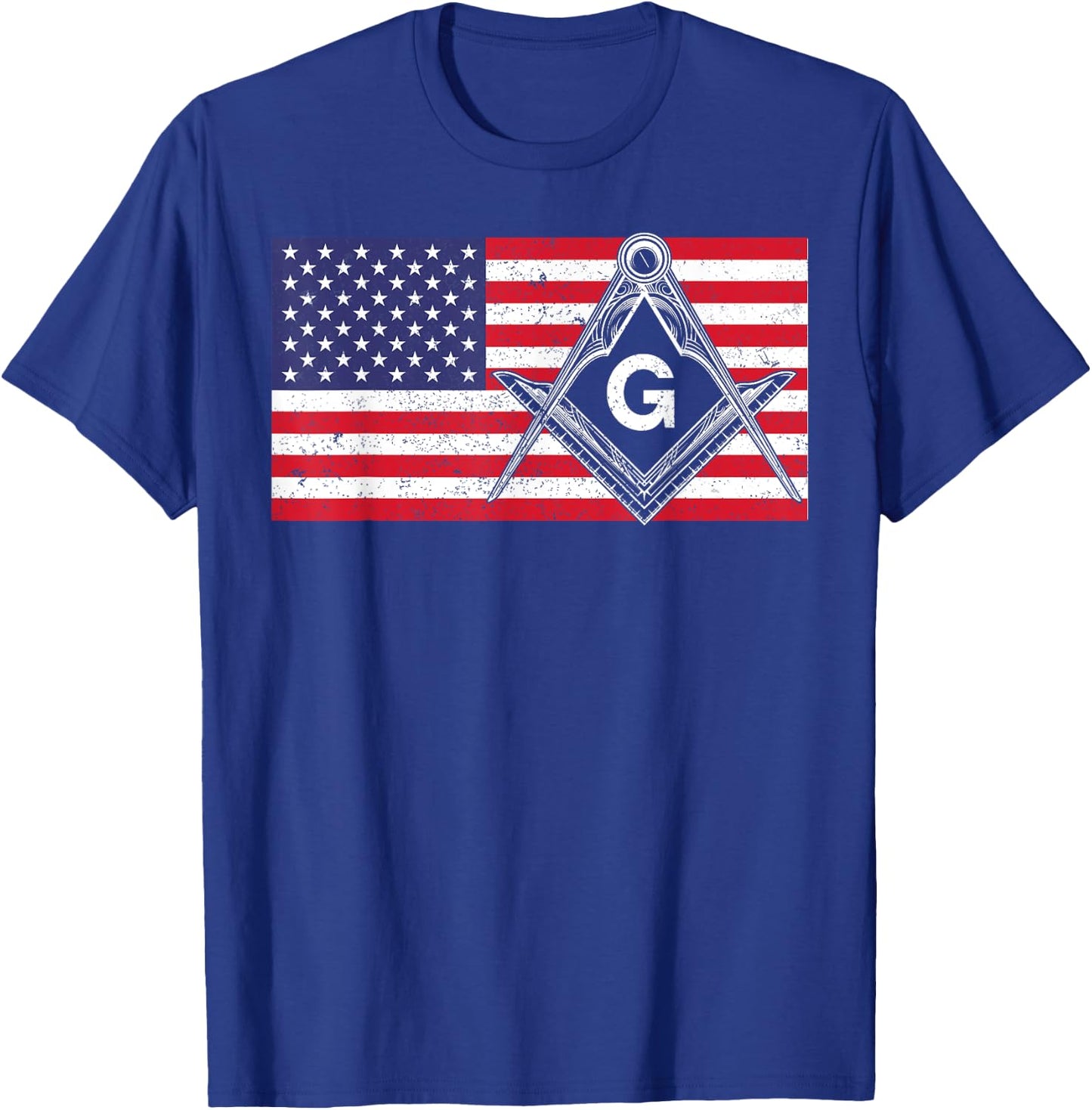 Vintage Masonic Shriner US Mason Flag Square and Compass T-Shirt - T-Shirt | Royal