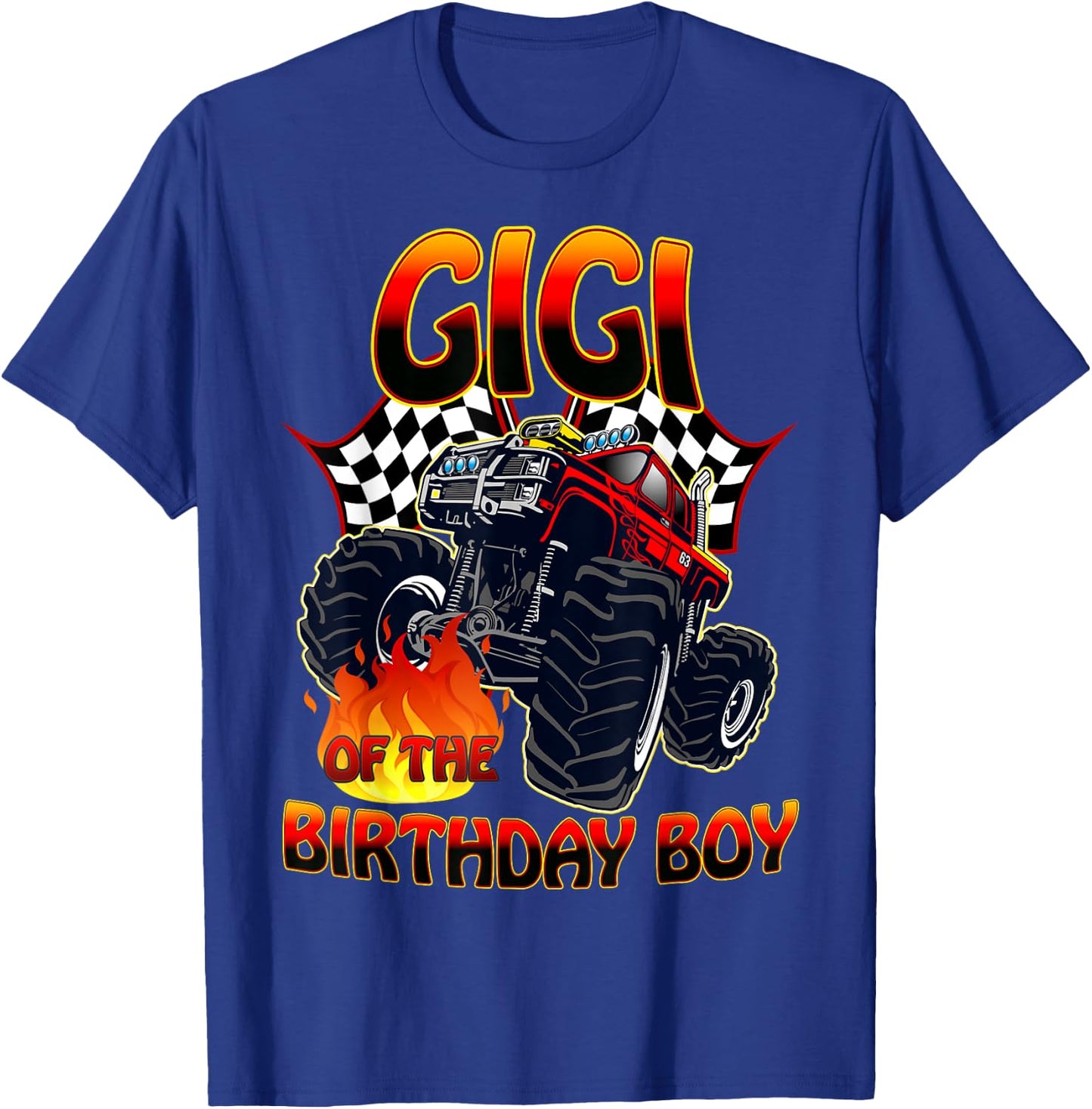 Gigi of The Birthday Boy Monster Truck Racing Cars Matching T-Shirt - T-Shirt | Royal