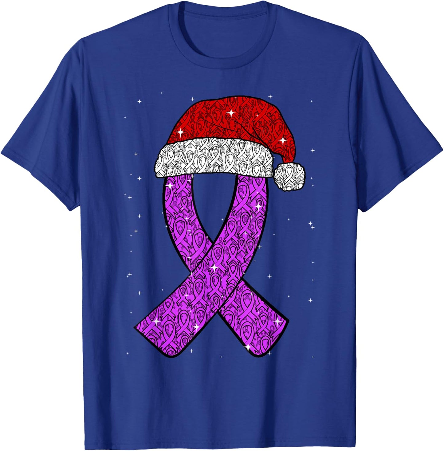 Epilepsy Christmas Hat Purple Awareness Ribbon Seizure T-Shirt - T-Shirt | Royal