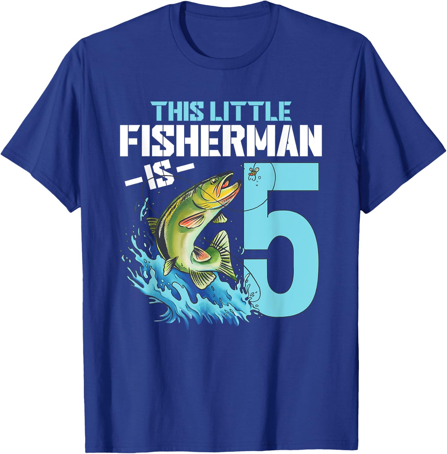 Fishing Birthday Shirt 5 Year Old Boy Fisher 5th Bday Kids T-Shirt - T-Shirt | Royal