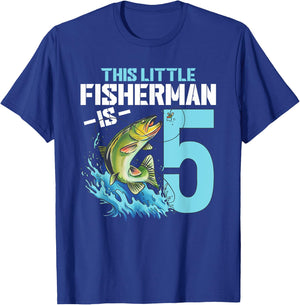 Fishing Birthday Shirt 5 Year Old Boy Fisher 5th Bday Kids T-Shirt - T-Shirt | Royal