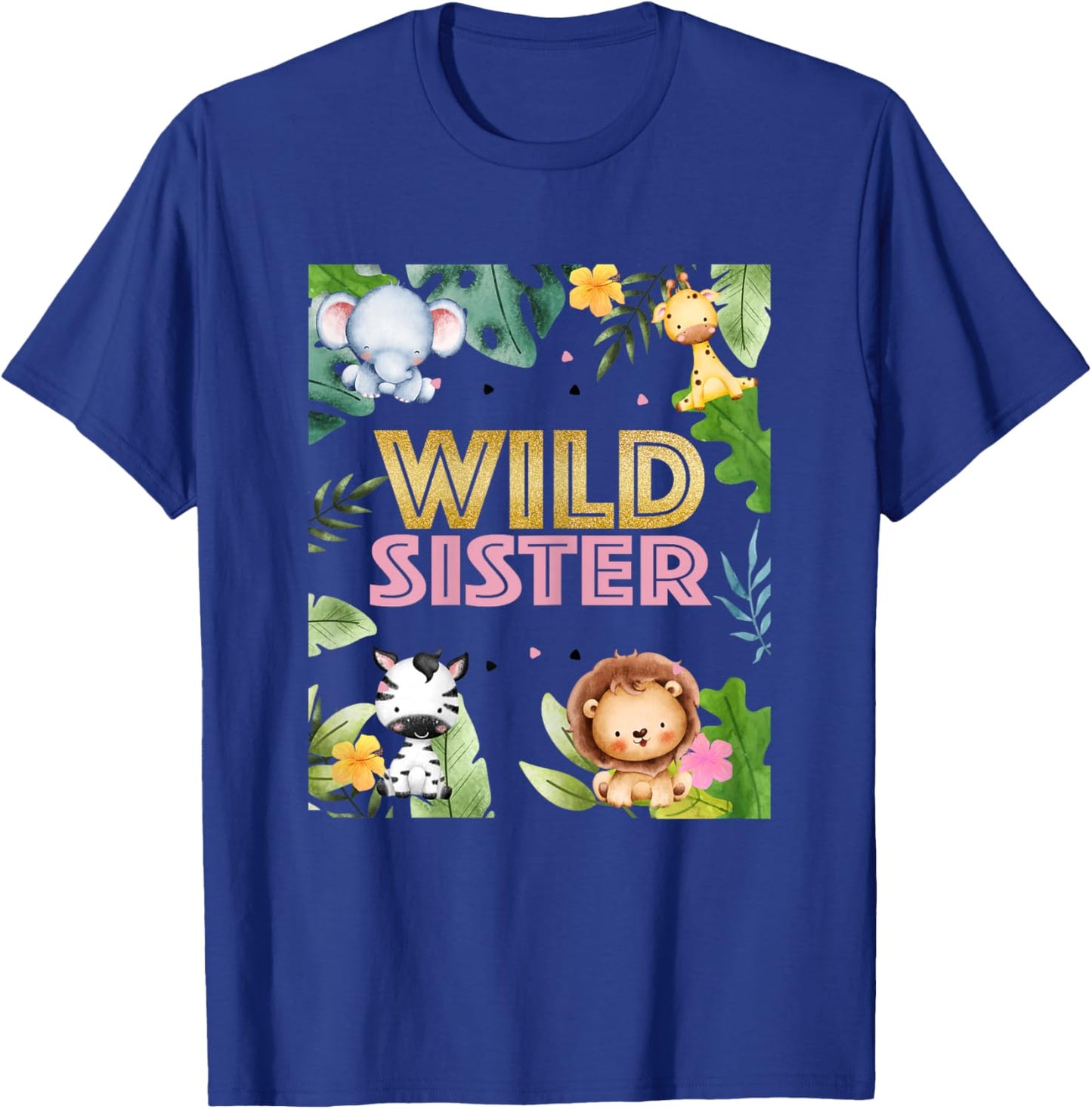 Sister 2nd Birthday Two Wild Second Bday Animal Party T-Shirt - T-Shirt | Royal