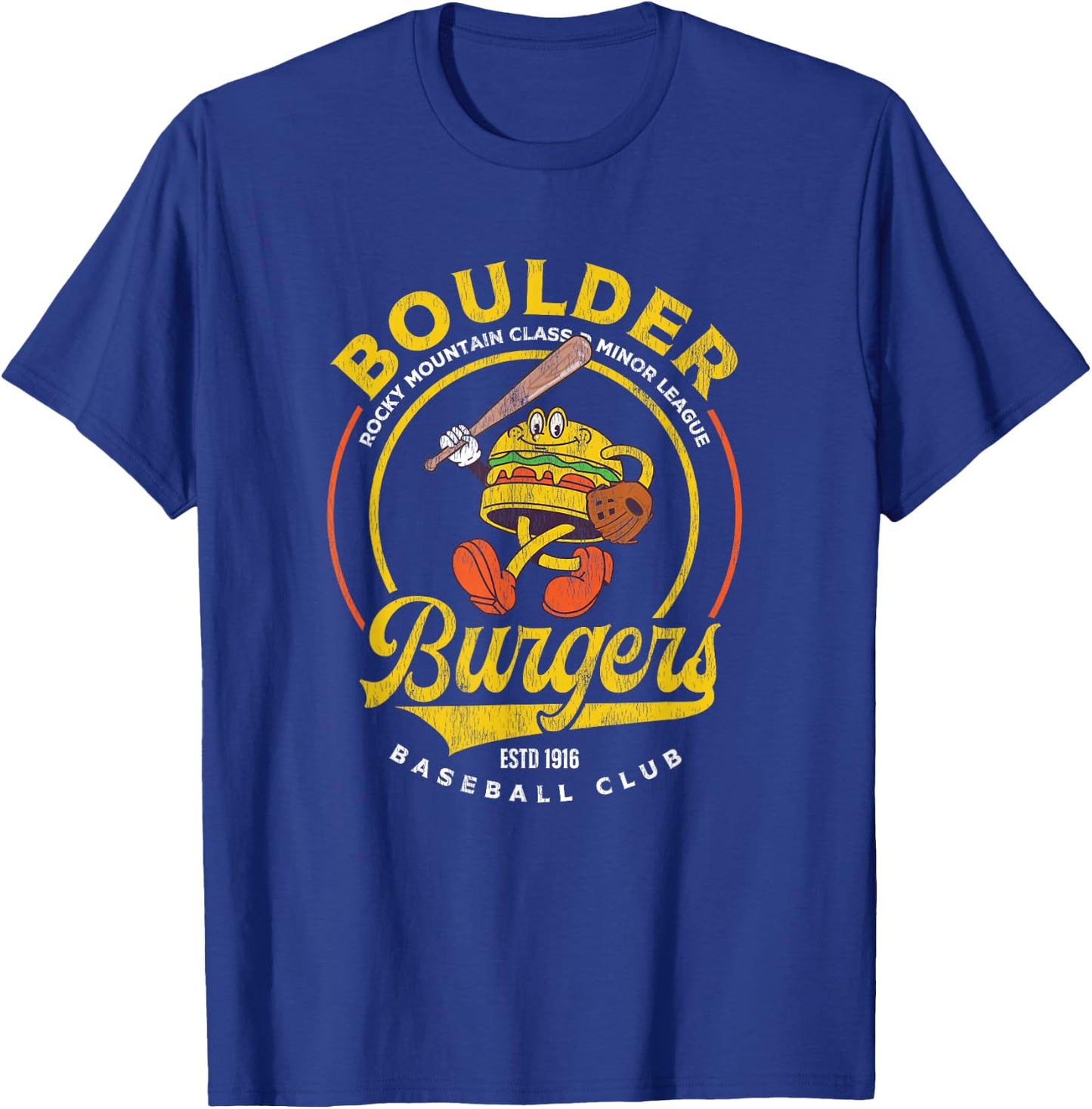 Boulder Burgers Retro Minor League Baseball Team T-Shirt - T-Shirt | Royal