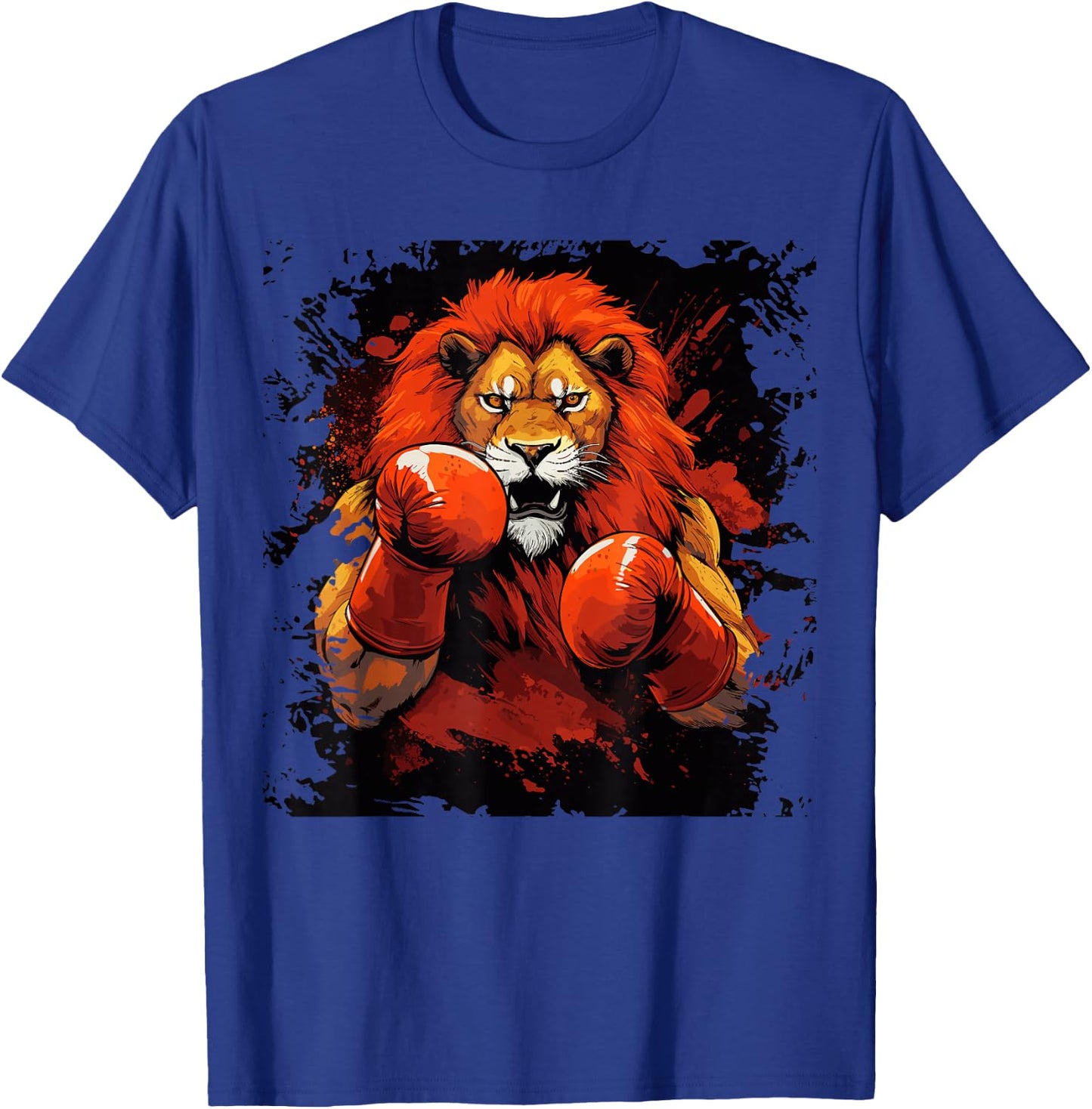 Vintage Boxing Lion Boxer With Sport Boxing Gloves T-Shirt - T-Shirt | Royal