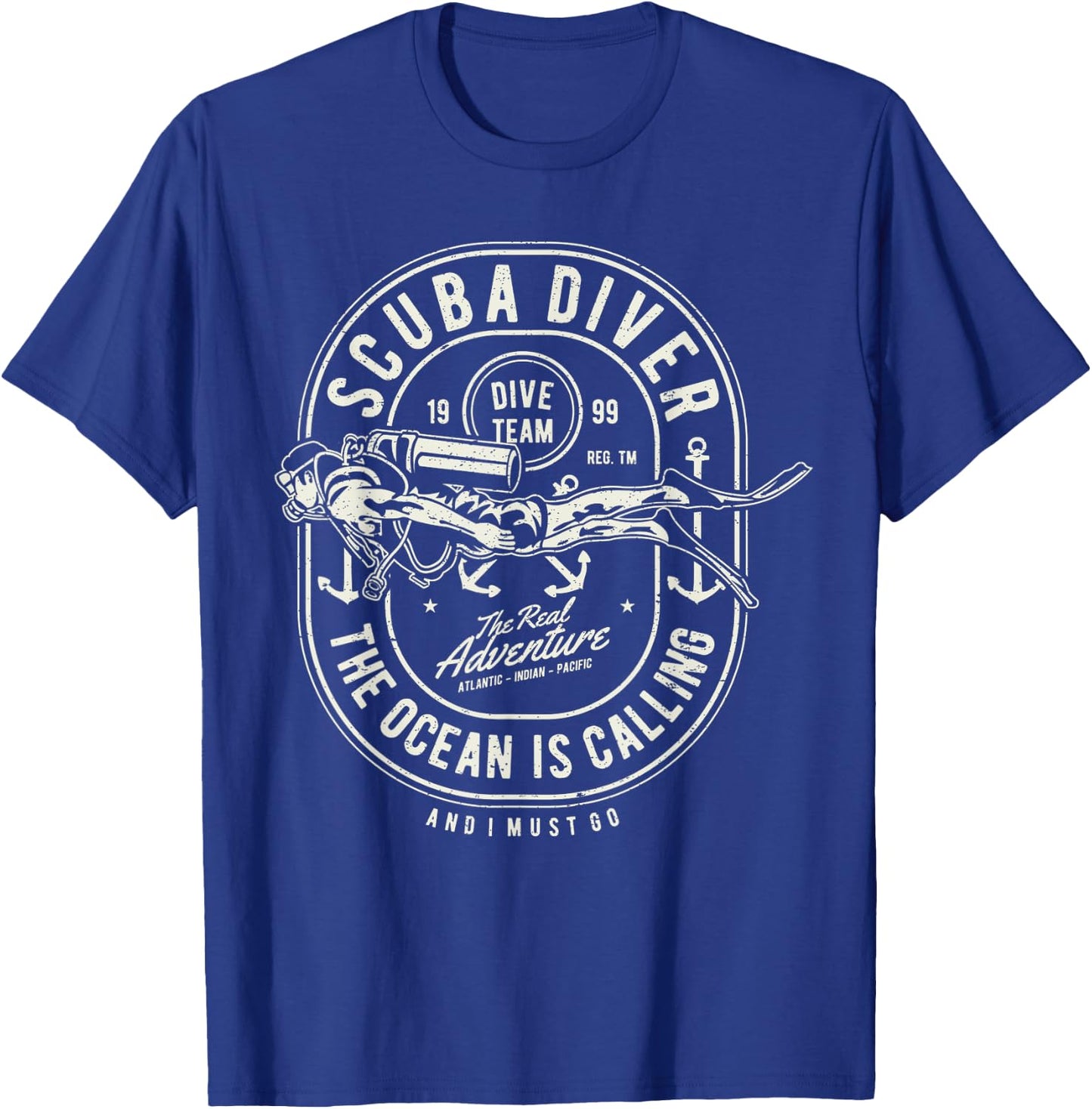 The Ocean Is Calling And I Must Go - Scuba Diving Diver Dive T-Shirt - T-Shirt | Royal