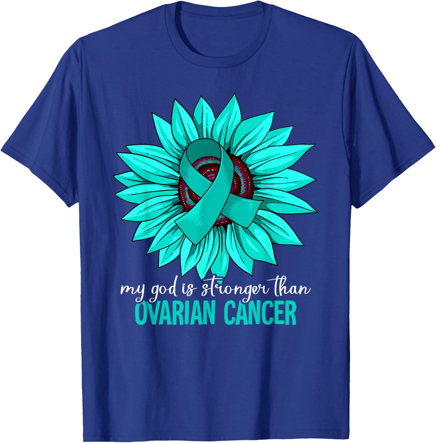 Ovarian Cancer Awareness Gift -Youth Awareness Black Small Modern Round Collar Short Sleeve Classic Fit T-Shirt - T-Shirt | Royal