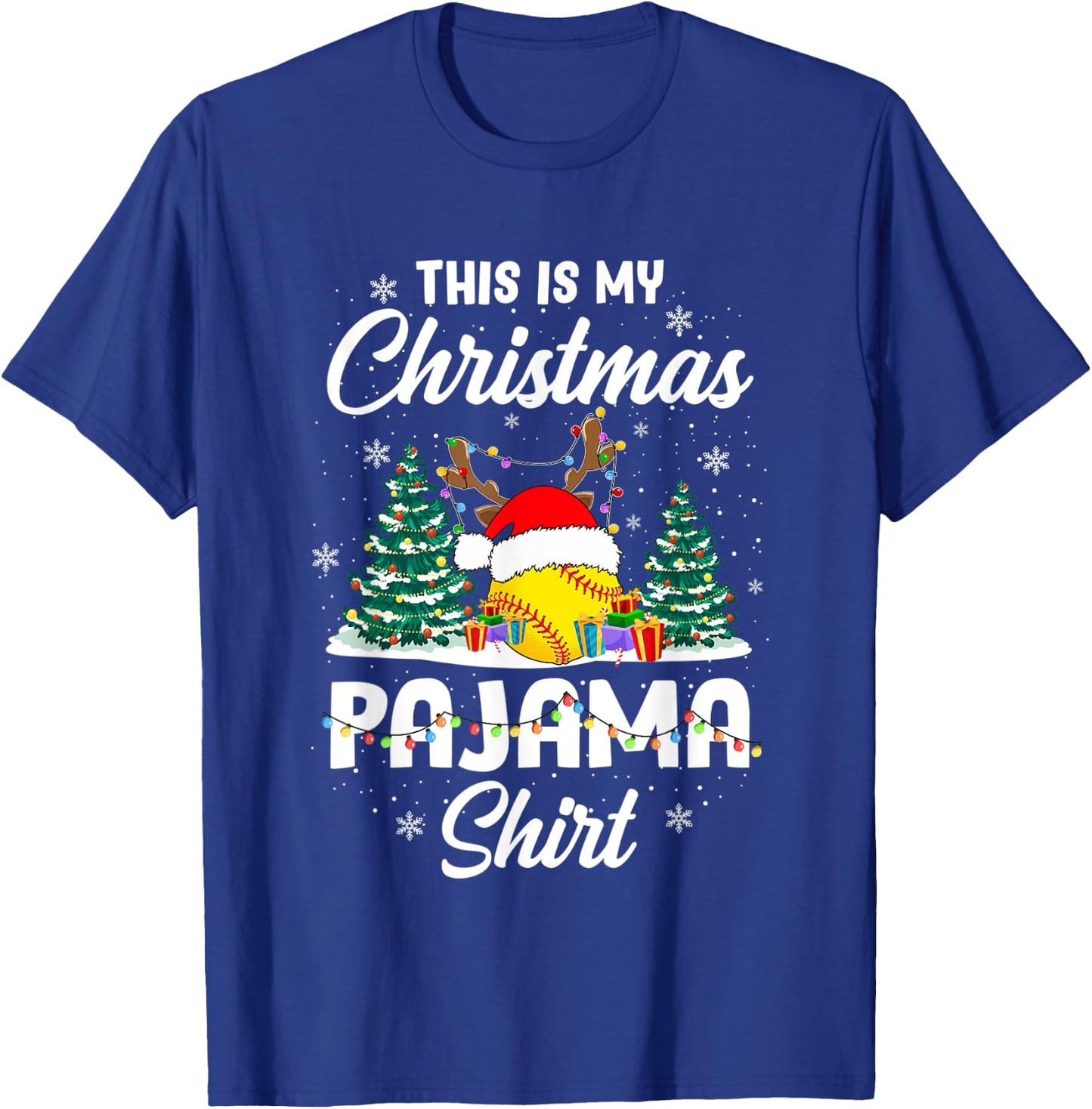 This is My Softball Pajama Christmas shirt Players Teen Girl T-Shirt - T-Shirt | Royal