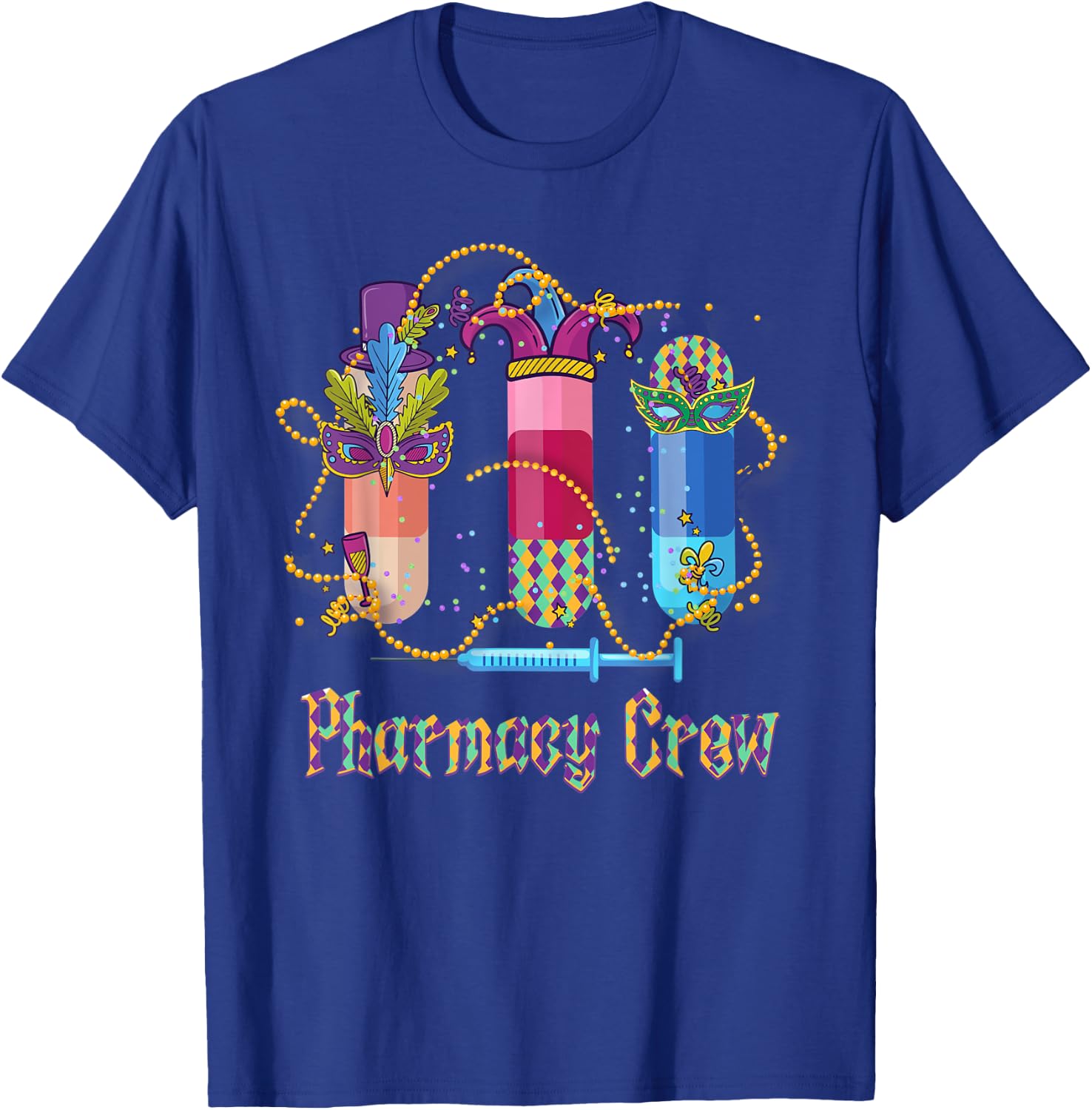 Pharmacy Squad Capsule Pharmacy Mardi Gras NOLA Carnival T-Shirt - T-Shirt | Royal