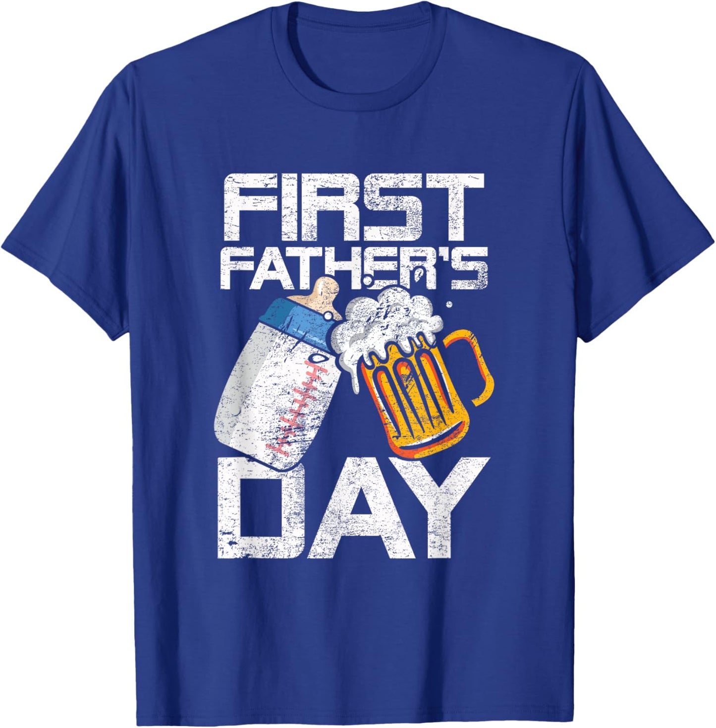 Beer Baby Bottle Daddy Dad Joke First Fathers Day Men Women T-Shirt - T-Shirt | Royal