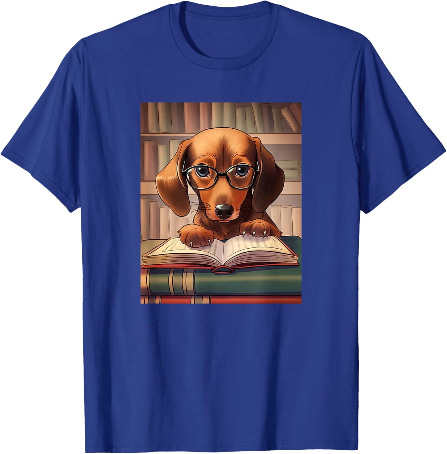 Dachshund Reading Funny Dog Book Lover Men Women Kids T-Shirt - T-Shirt | Royal