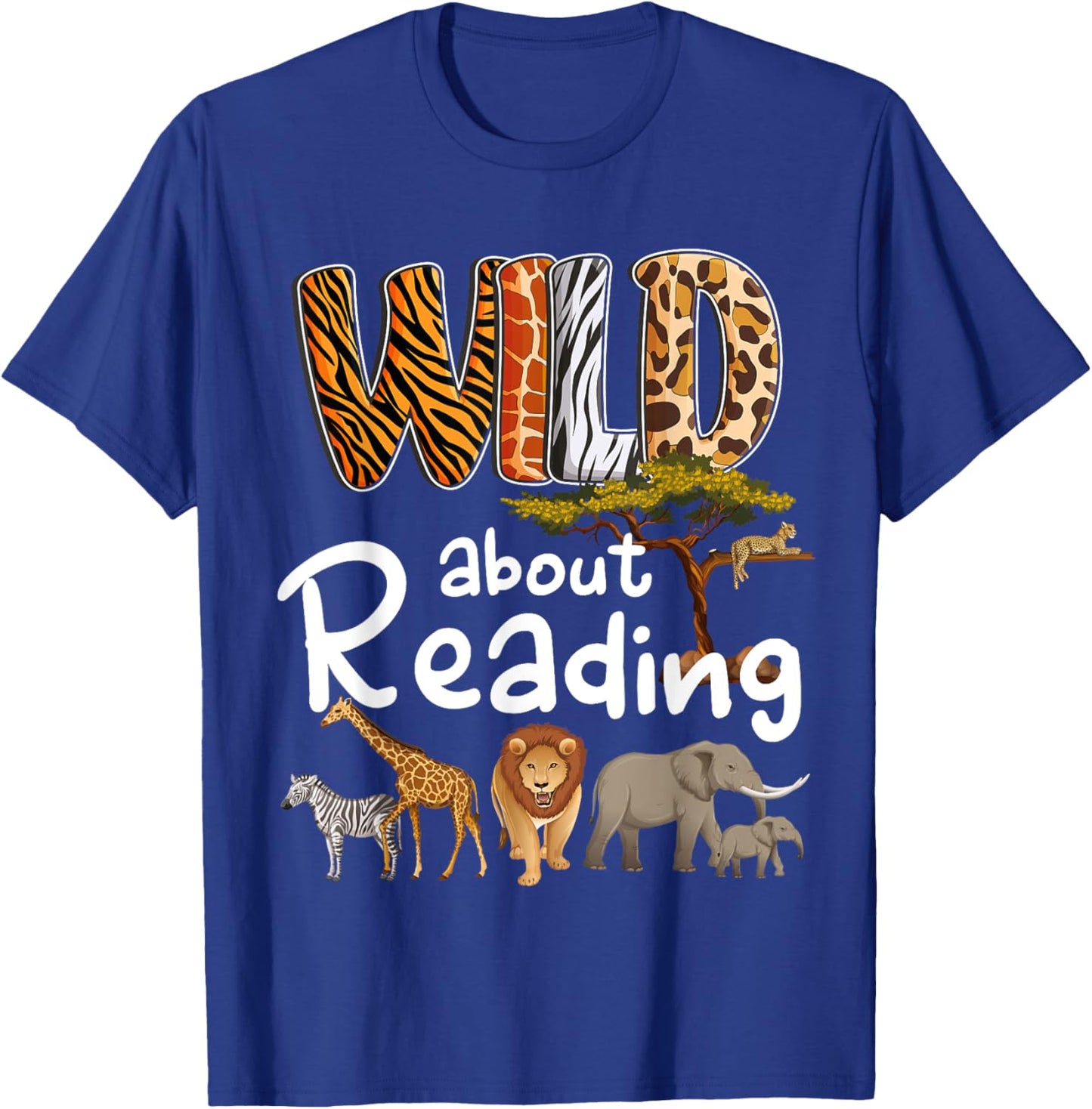 Wild About Reading Books Reader Lover Bookworm Librarian Men T-Shirt - T-Shirt | Royal