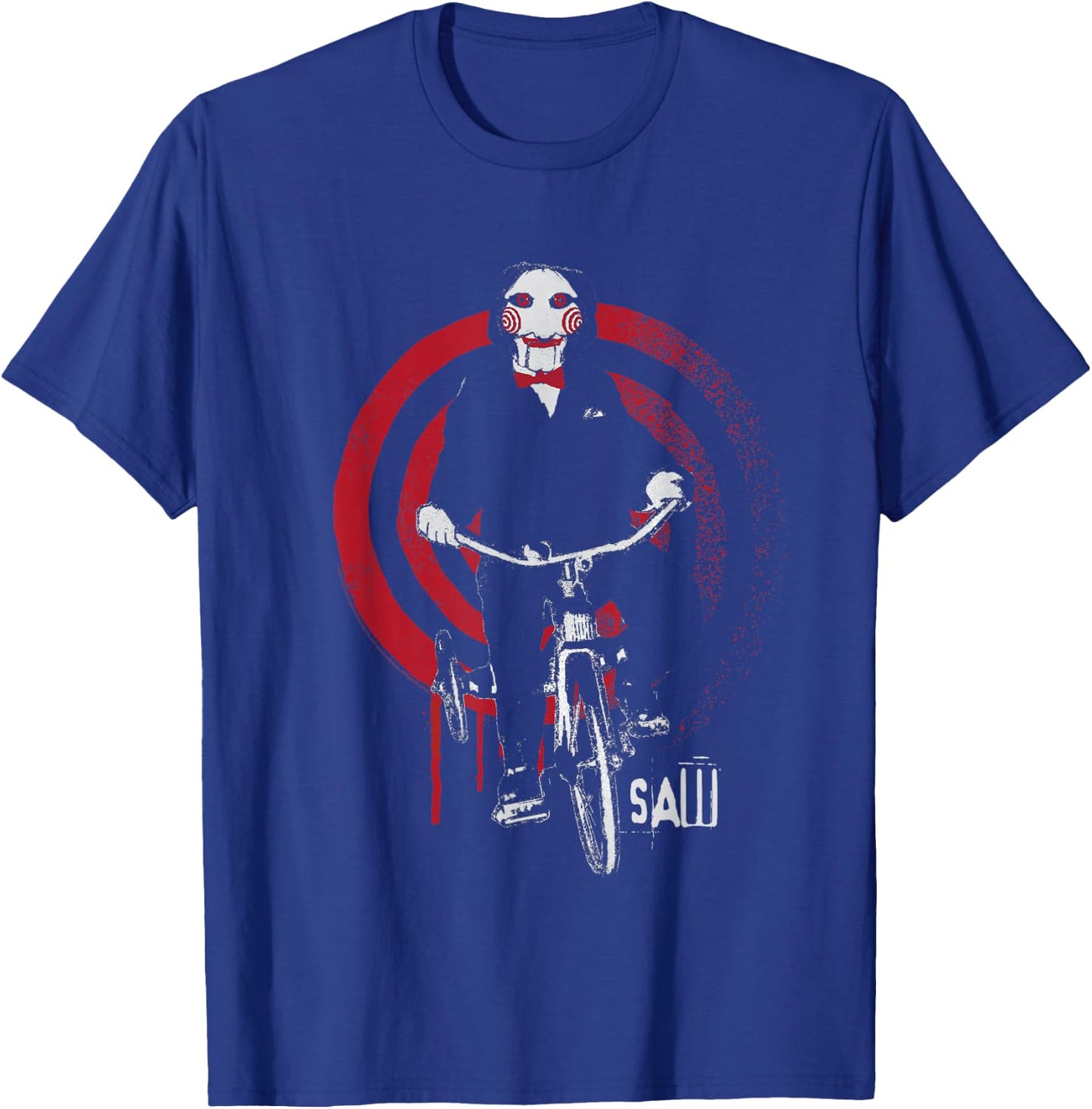Saw Jigsaw on Bike T-Shirt - T-Shirt | Royal