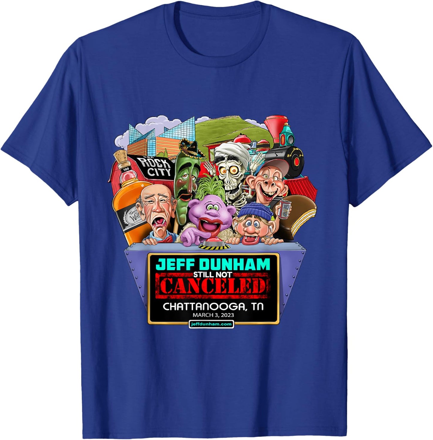 Jeff Dunham Chattanooga, TN (03/03/23) T-Shirt - T-Shirt | Royal