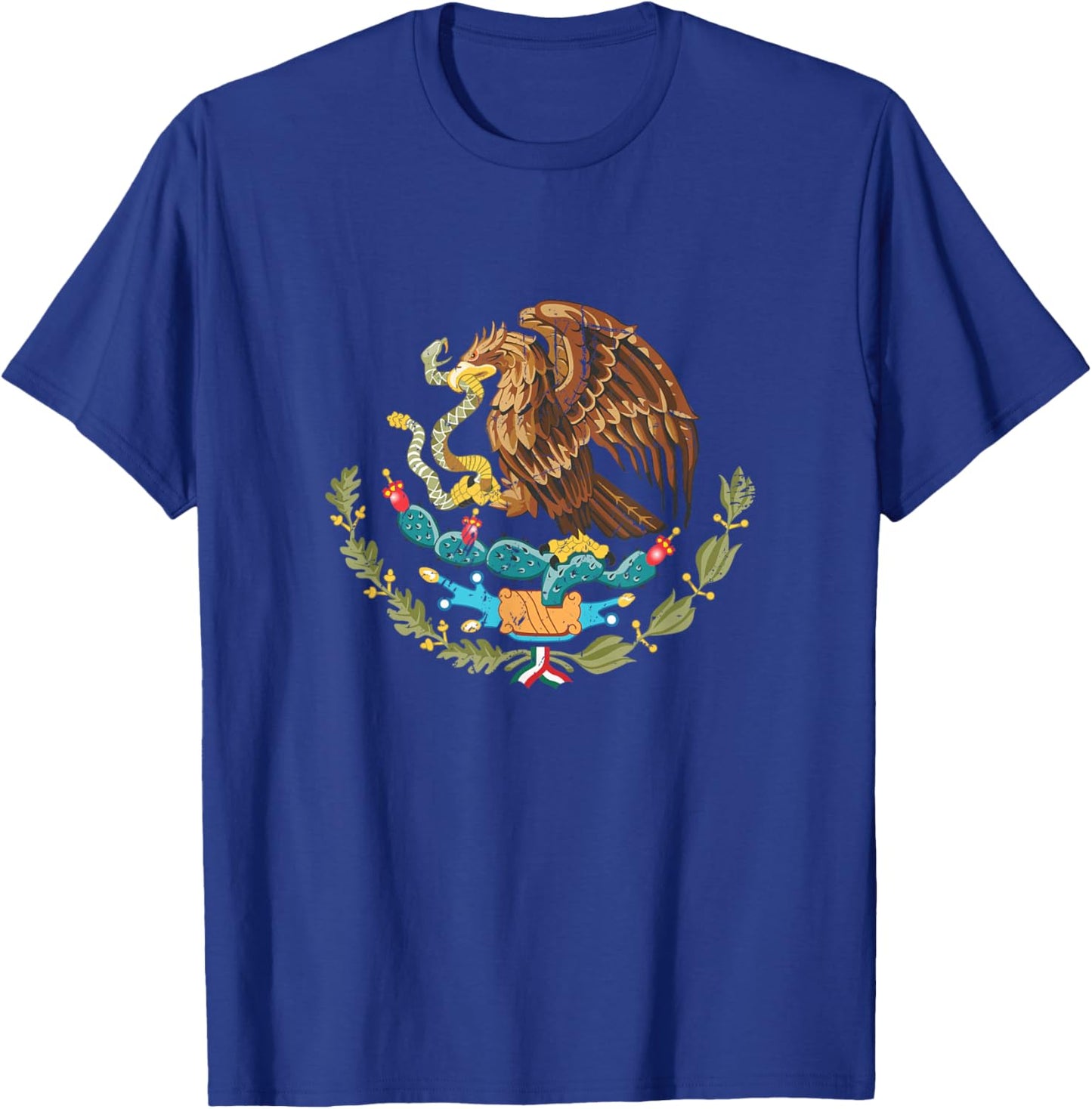 Vintage Mexican Flag Eagle Snake Independence Mexico Pride T-Shirt - T-Shirt | Royal