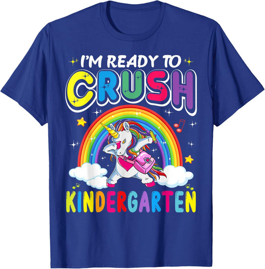 I'm Ready To Crush Kindergarten Unicorn Girls Back To School T-Shirt - T-Shirt | Royal