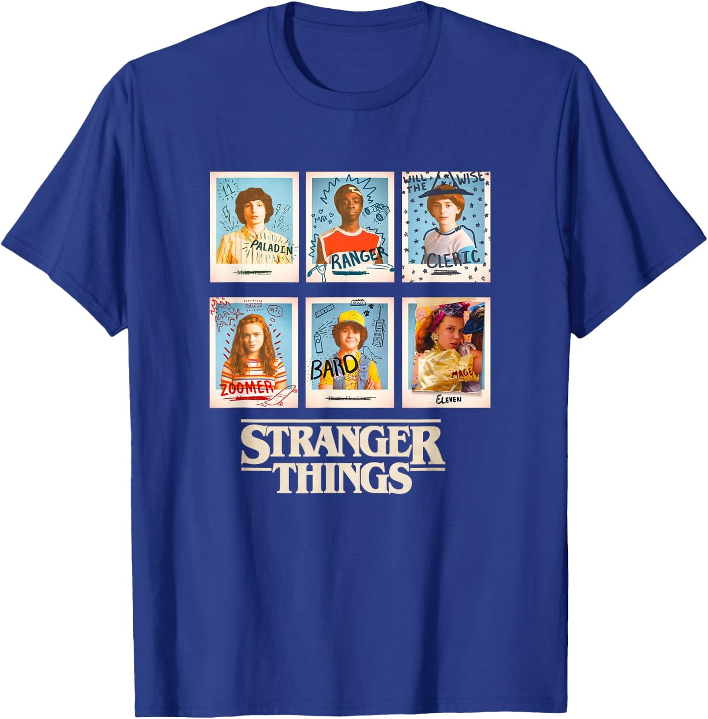 Stranger Things Main Characters Vintage Yearbook Pictures T-Shirt - T-Shirt | Royal
