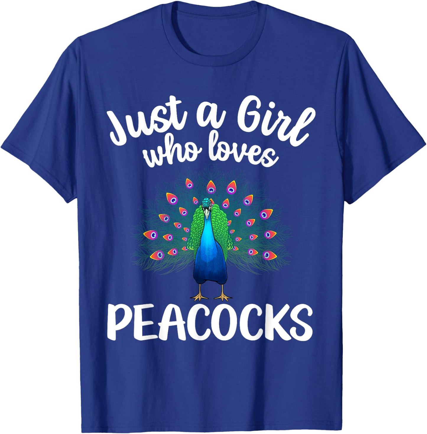 Funny Peacock Design For Girls Kids Youth Peacock Bird Lover T-Shirt - T-Shirt | Royal