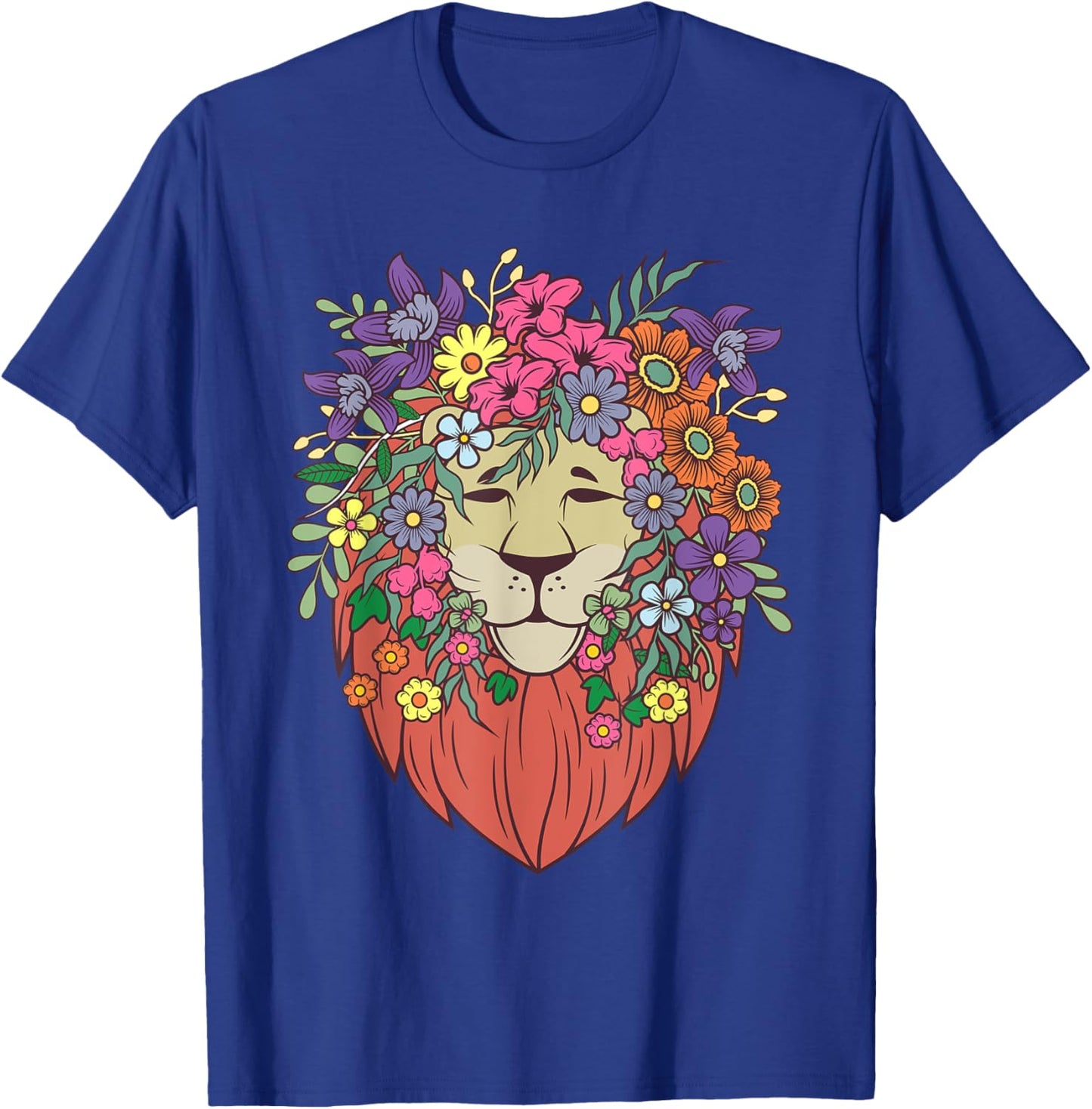 Funny Indie Style Lion Flowers Cute Hipster Outfit Men Women T-Shirt - T-Shirt | Royal