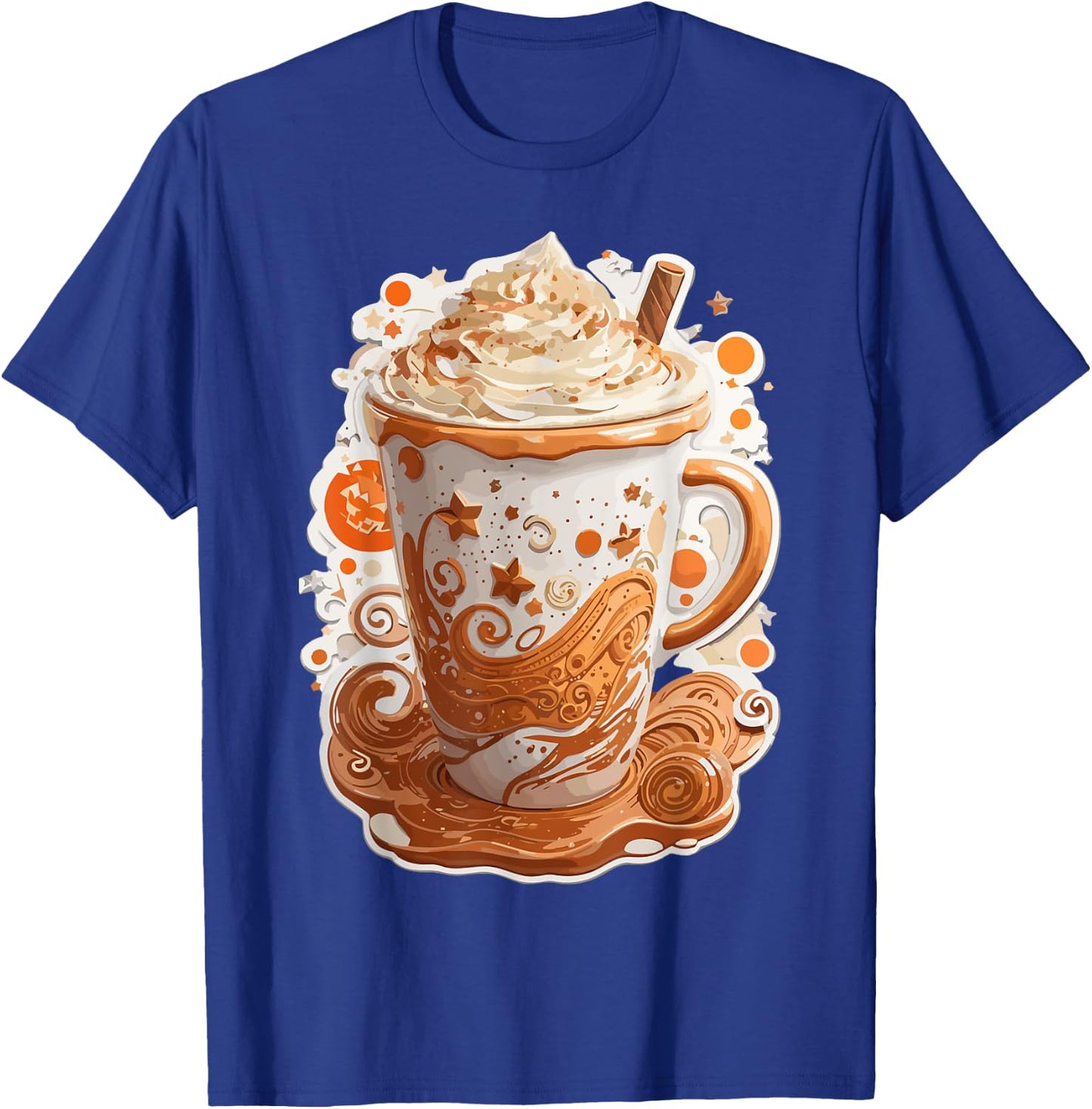 Pumpkin Spice Latte Art Fall Autumn Season Coffee Drinks T-Shirt - T-Shirt | Royal