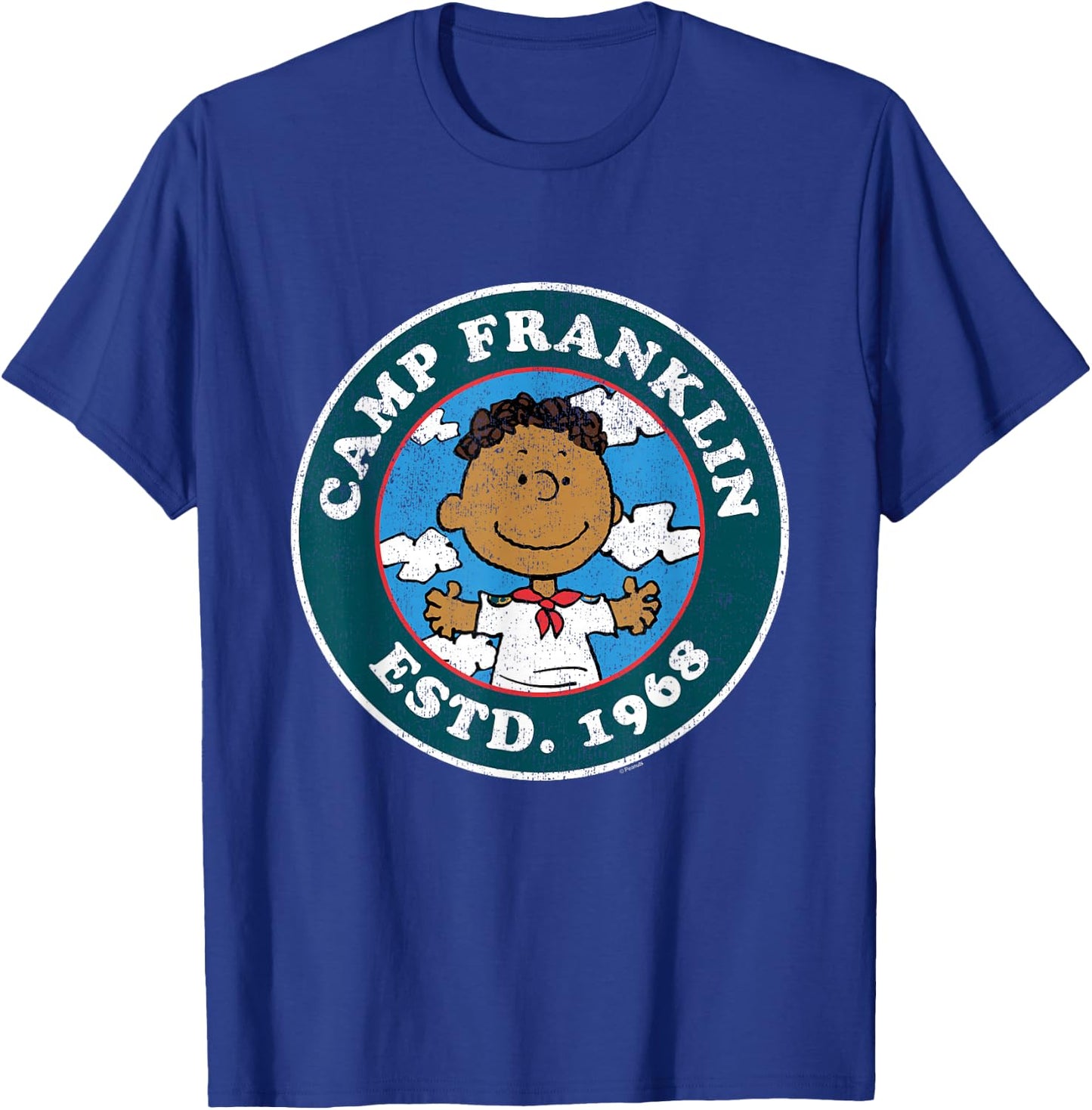 Peanuts - Camp Franklin Armstrong ESTD 1968 T-Shirt - T-Shirt | Royal