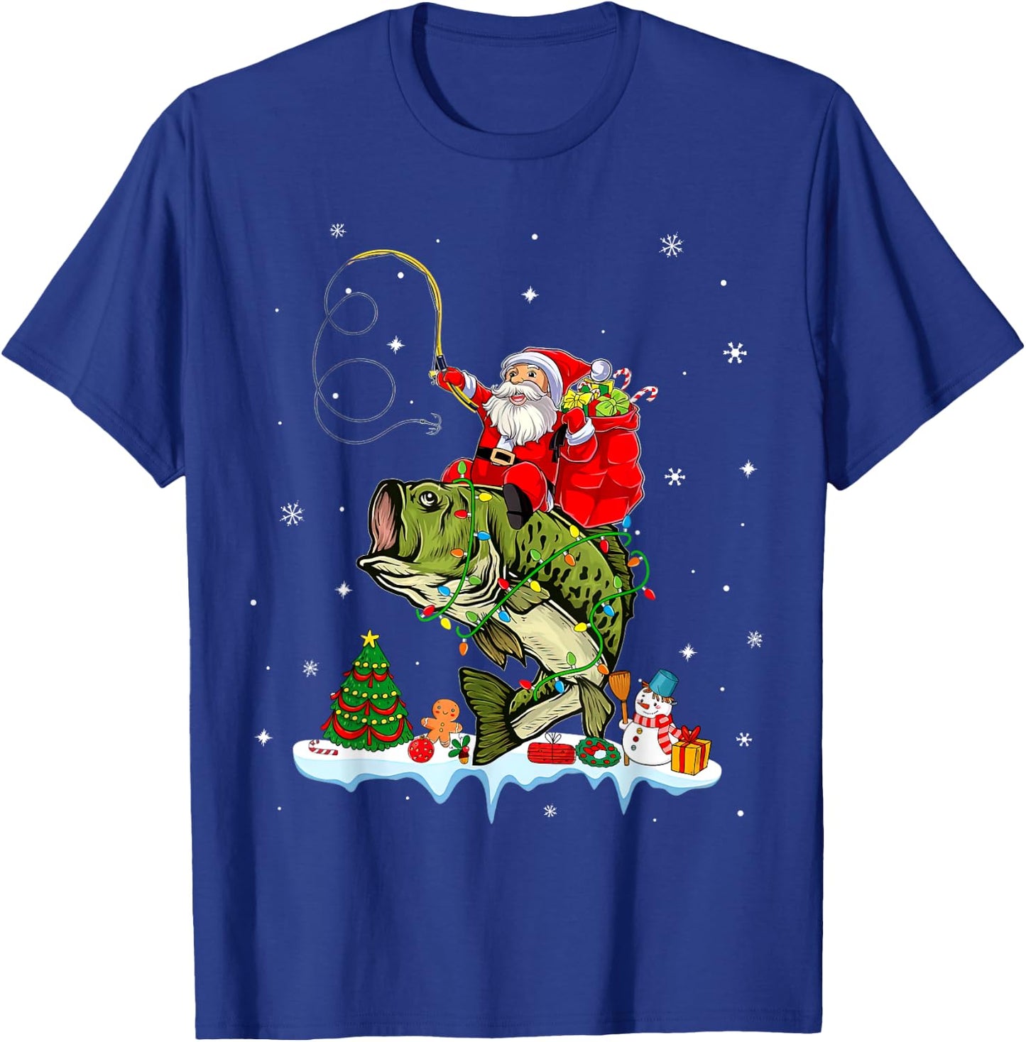 Santa Claus Fishing Christmas Fishing Lover T-Shirt - T-Shirt | Royal