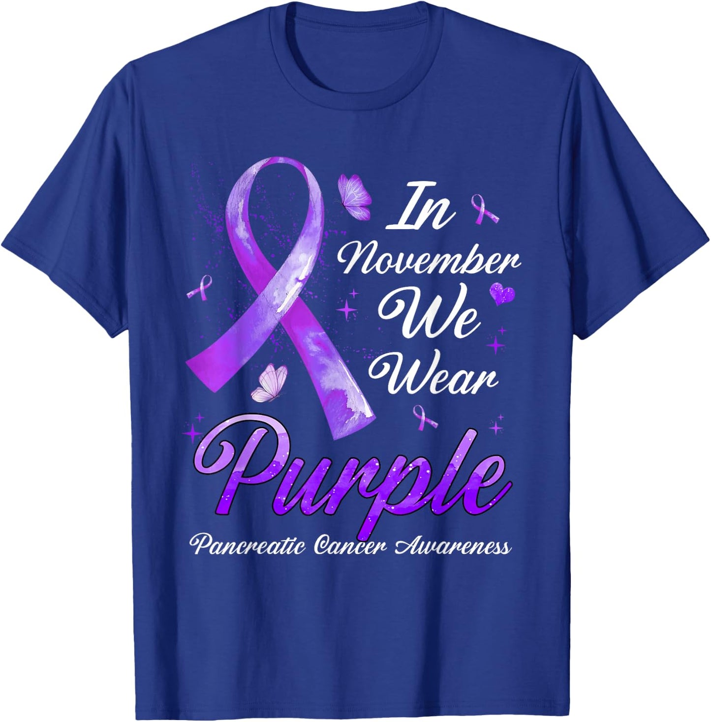 In November We Wear Purple Pancreatic Cancer Awareness T-Shirt - T-Shirt | Royal