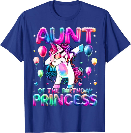 Auntie of the Birthday Princess Girl Flossing Unicorn Aunt T-Shirt - T-Shirt | Royal