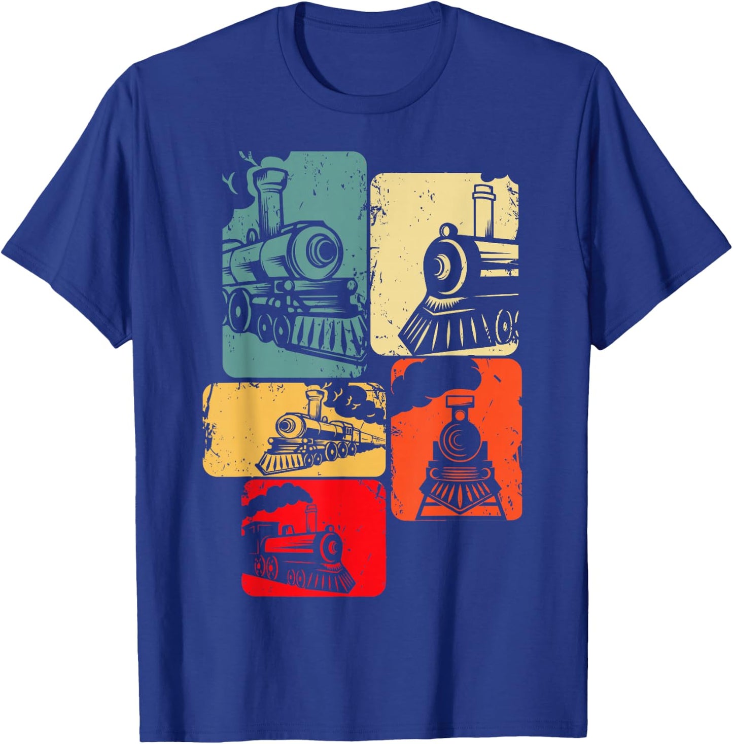 Train Railroad Engineer Railway Steam Train Locomotive T-Shirt - T-Shirt | Royal
