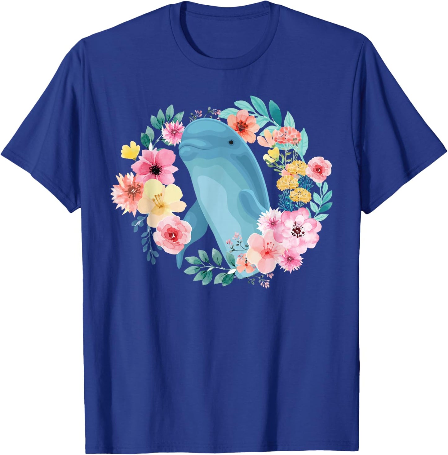 Dolphin Flower Floral T-Shirt - T-Shirt | Royal
