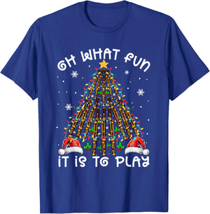 Funny It Is To Play Santa Hats Bassoons Xmas Tree Instrument T-Shirt - T-Shirt | Royal