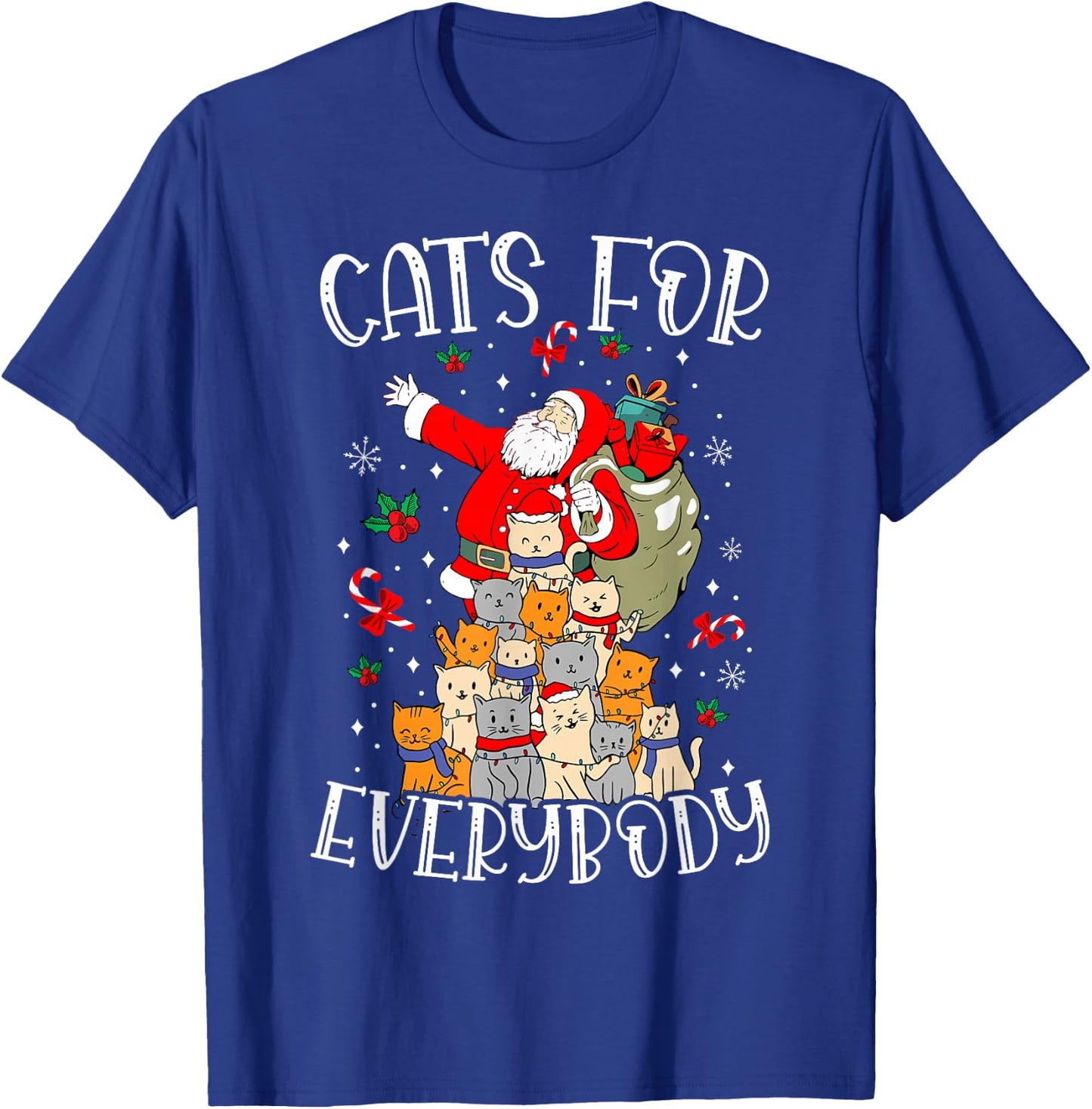 Cats For Everybody Ugly Christmas Cat Funny Xmas T-Shirt - T-Shirt | Royal