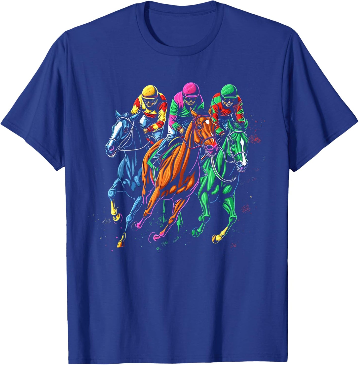 Vintage Horse Racing Painting Horse and Derby Lovers T-Shirt - T-Shirt | Royal