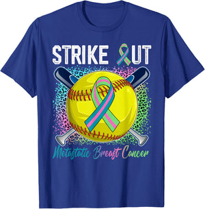 Strike Out Metastatic Breast Cancer Softball Ball Bats Women T-Shirt - T-Shirt | Royal