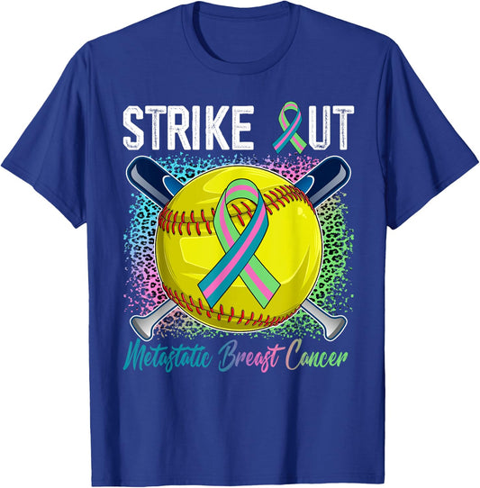 Strike Out Metastatic Breast Cancer Softball Ball Bats Women T-Shirt - T-Shirt | Royal
