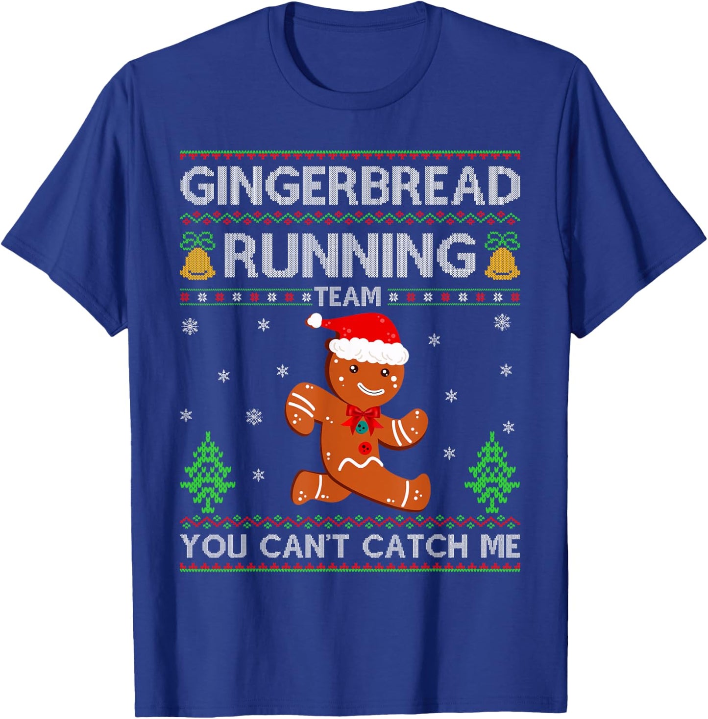 Ugly Xmas Sweater Gingerbread Running Team Christmas T-Shirt - T-Shirt | Royal