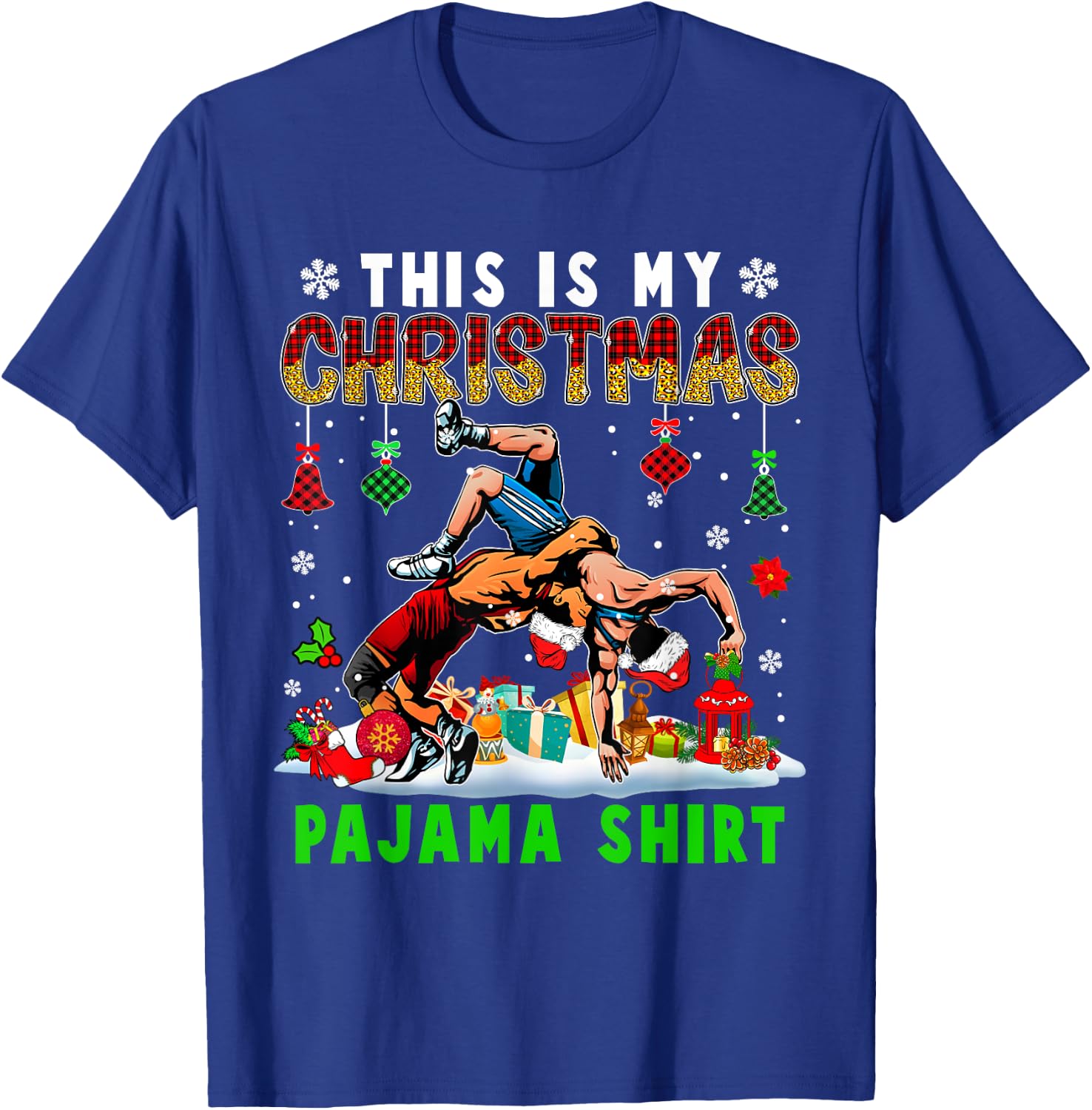 This Is My Christmas Pajama Shirt Two Santa Wrestling Lover T-Shirt - T-Shirt | Royal