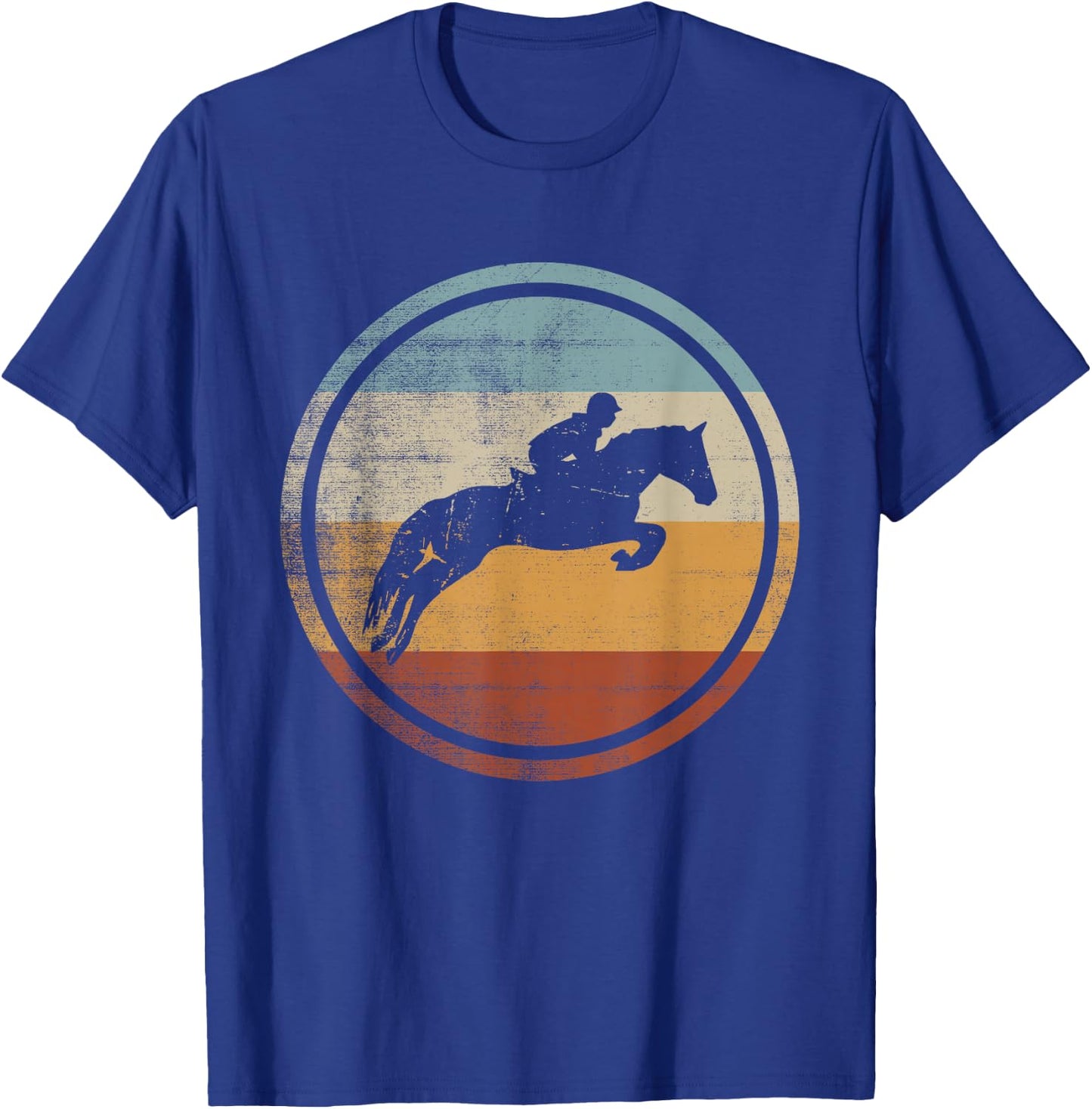 Retro Vintage Show Jumping Design Horse Rider Equestrian T-Shirt - T-Shirt | Royal