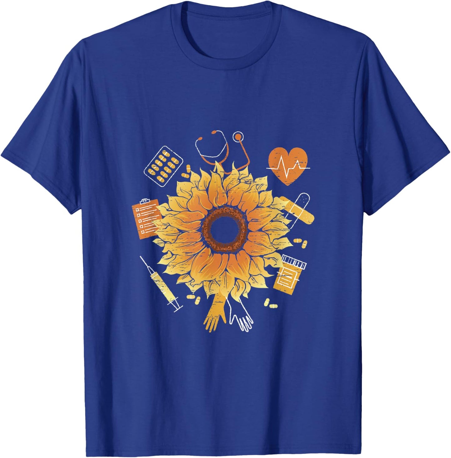 Sunflower Surgeon Treat Patient Hospital Scrub Nurse T-Shirt - T-Shirt | Royal