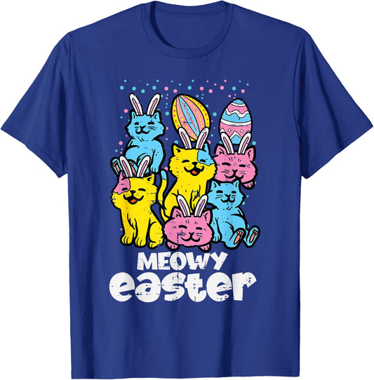 Meowy Easter Bunny Cats Spring Animal Pet Women Girls Kids T-Shirt - T-Shirt | Royal