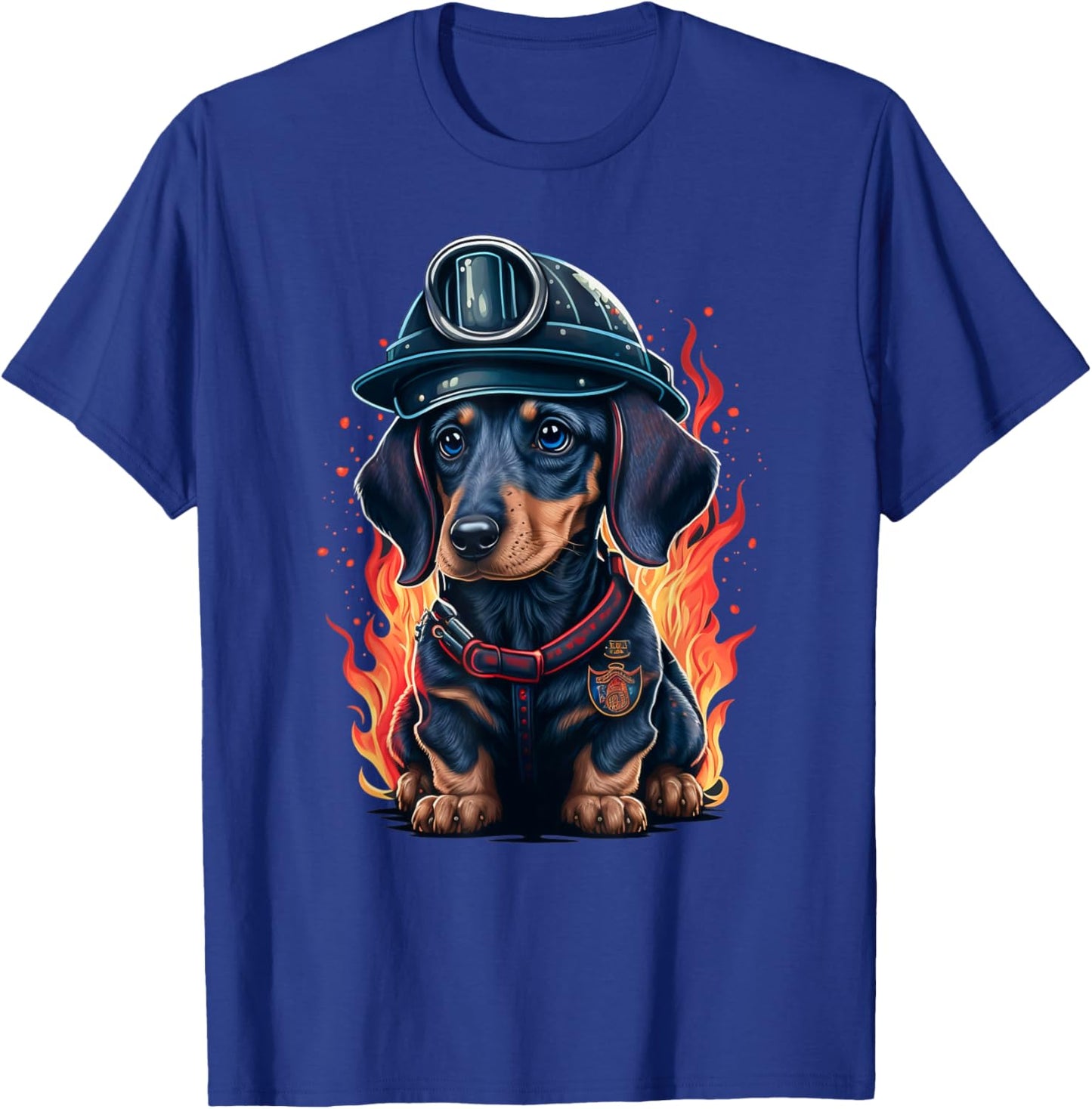 Dachshund Fireman on Firefighter Dachshund T-Shirt - T-Shirt | Royal