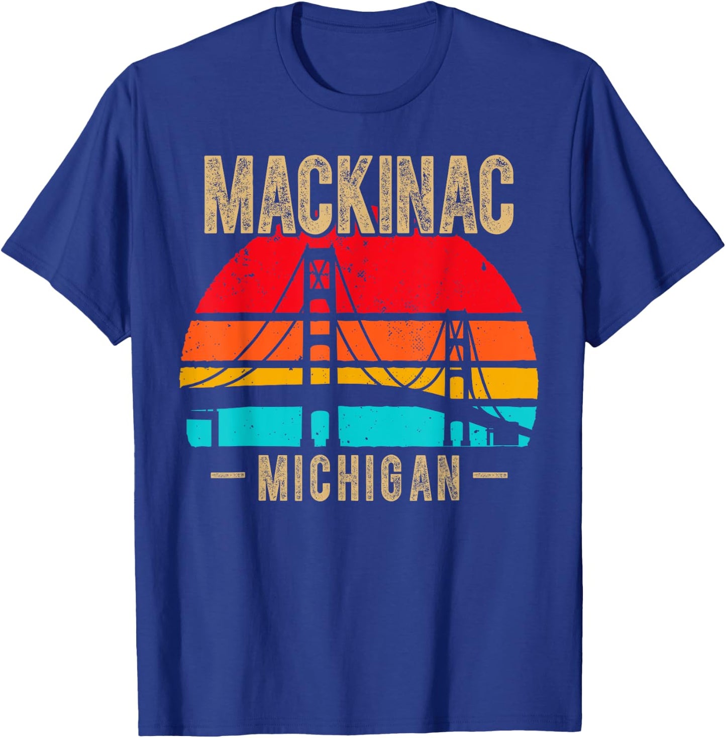 Mackinac Bridge Mackinaw Retro Vintage Michigan Souvenir T-Shirt - T-Shirt | Royal