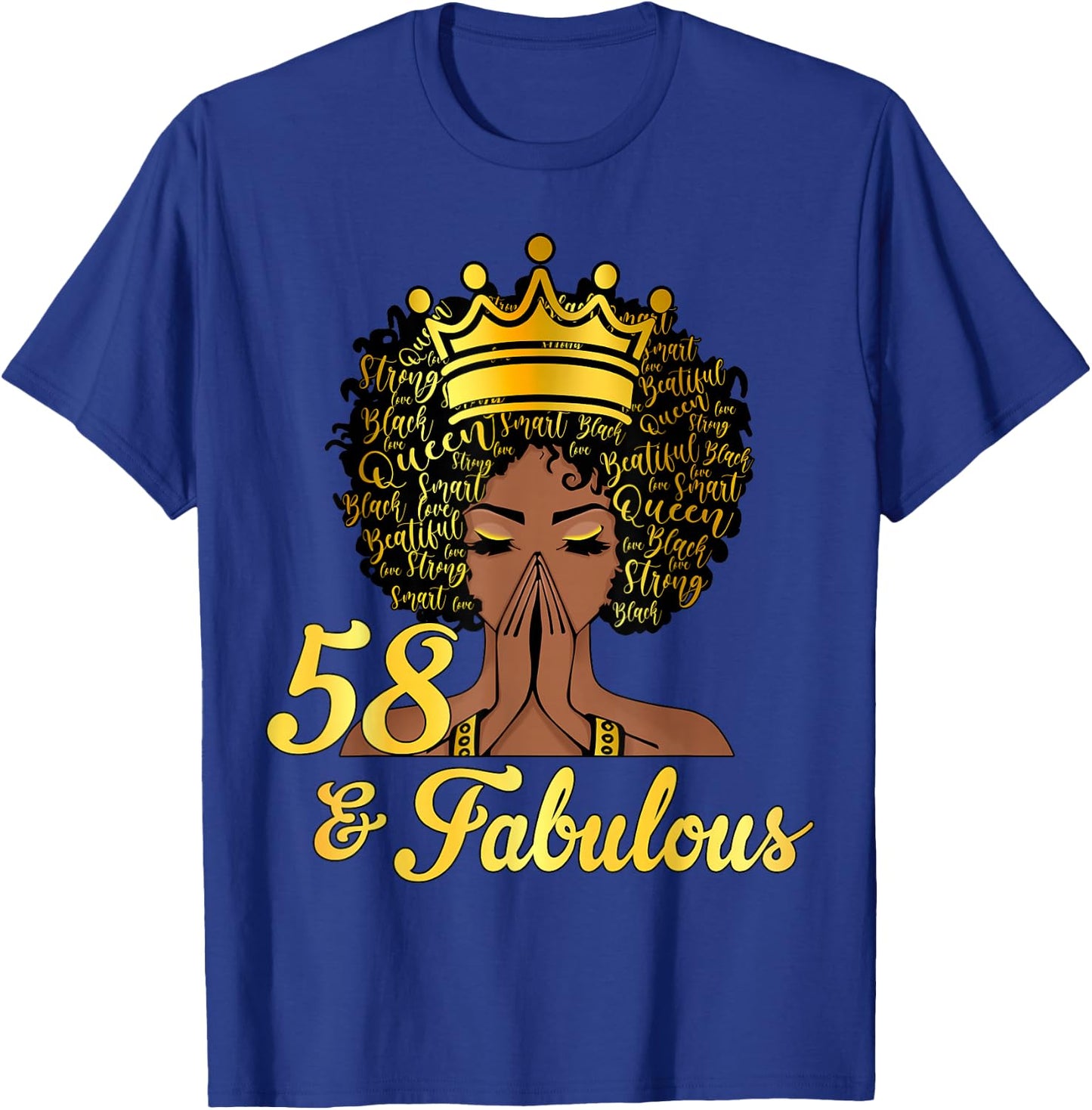 58 And Fabulous Happy 58th Birthday African American Women T-Shirt - T-Shirt | Royal