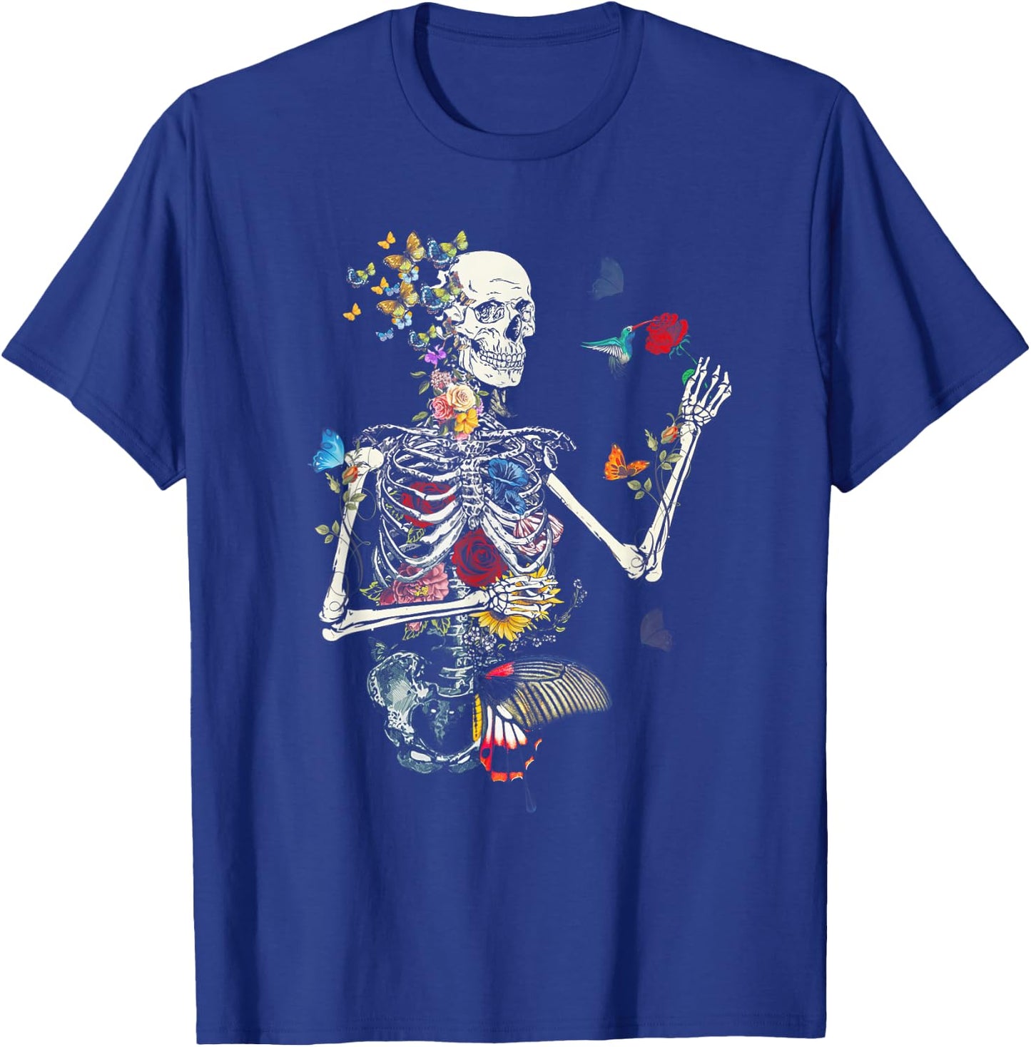 Cool Skeleton Plant Nature Flower Halloween T-Shirt - T-Shirt | Royal